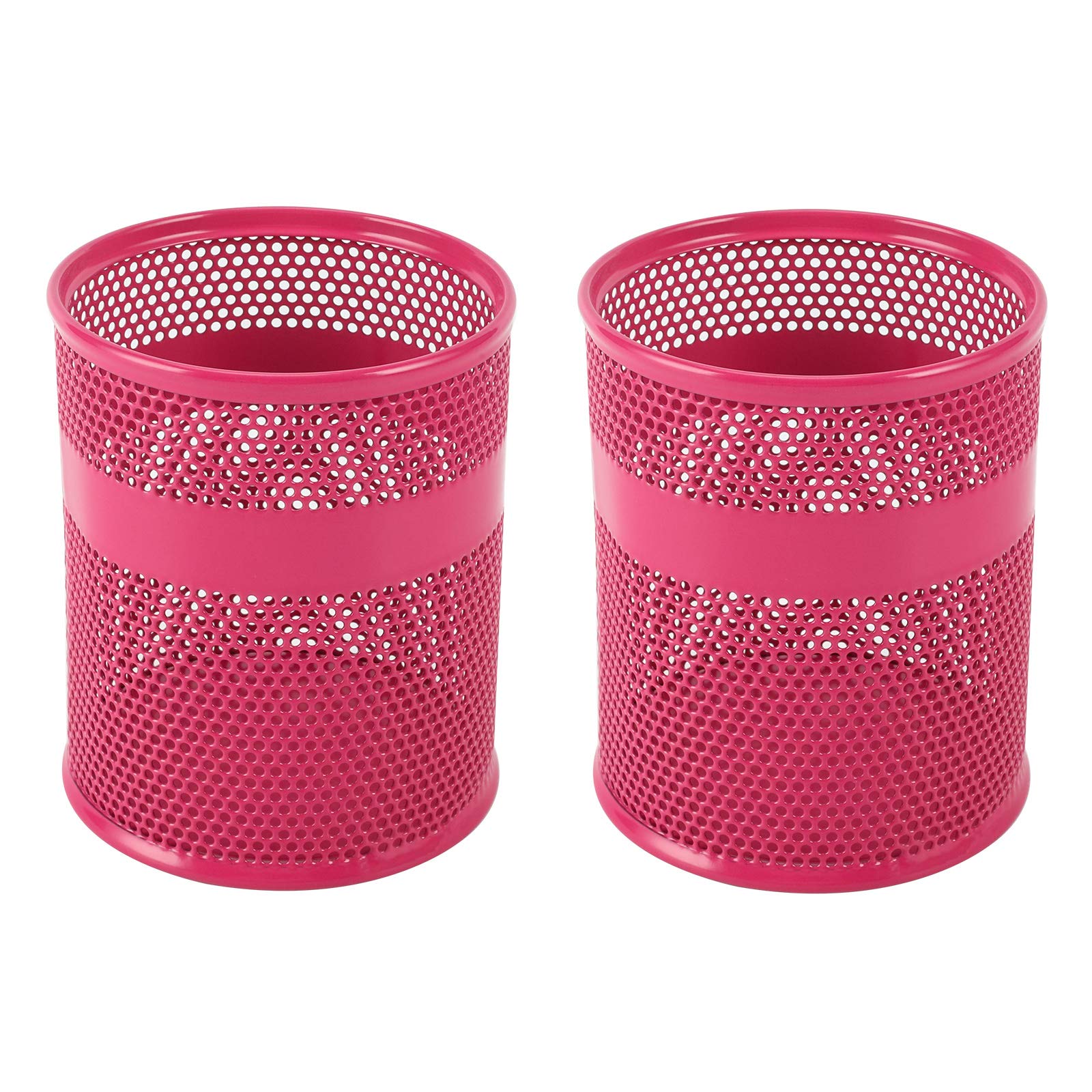 Easypag Pink Mesh Desk Tidy Pen Pot Pencil Holder Makeup Brushes Storage Stationery Organiser,Pack Of 2,