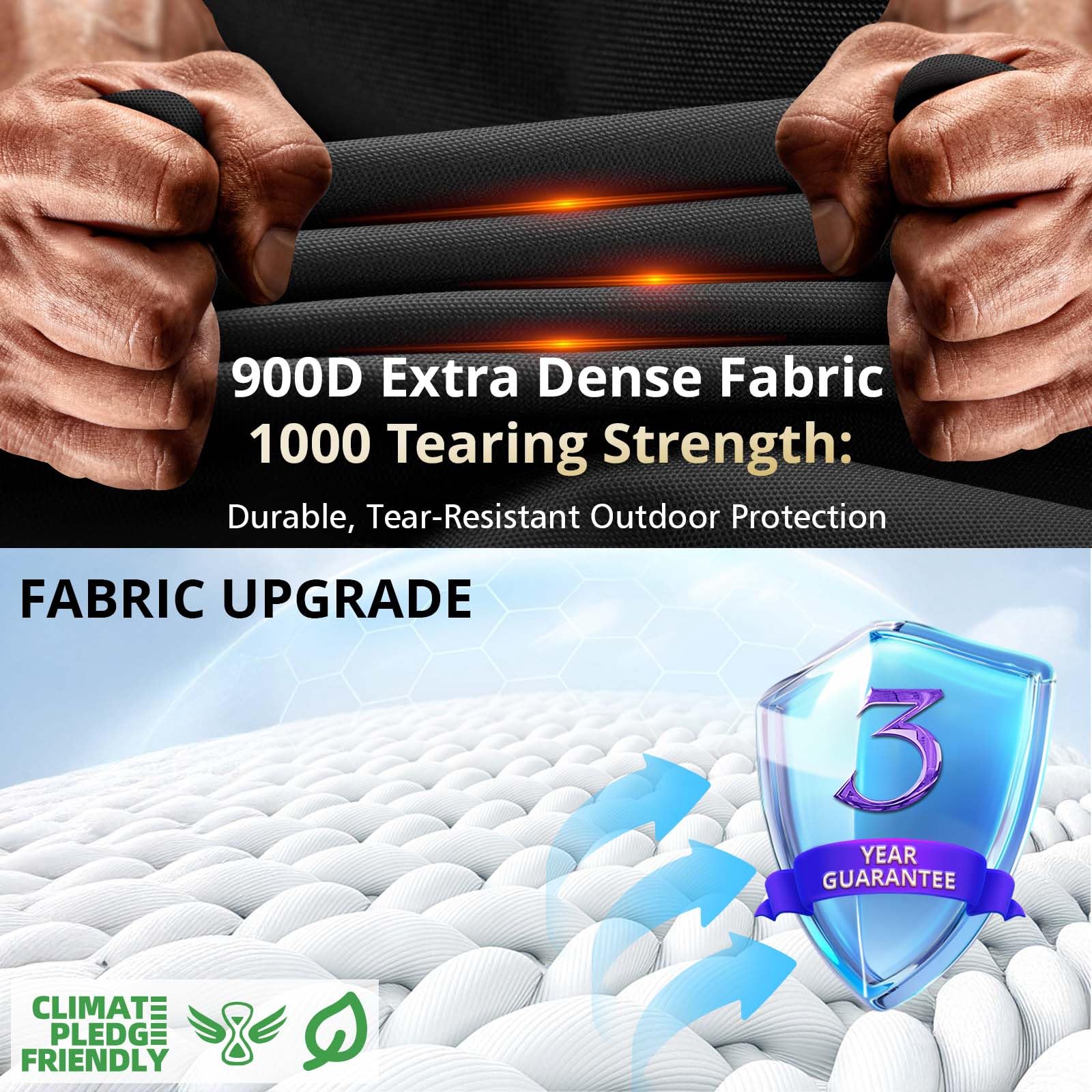 [2025 Upgraded 900D Fabric] Fire Pit Cover Round 41-44 Inch Heavy Duty 900D Strong Tear-Resistant, UV Resistant, Waterproof, Fading Resistant Firepit Covers Round for Outdoor Fire Pit