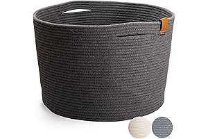 DENJA & CO Woven Shoe Storage Basket for Entryway Décor (Gray, 17.7 x 11.4 Inches)