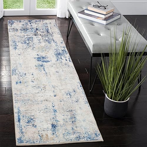 Miniatura 2 de Alfombra de pasillo de 2 x 6 pies, antideslizante, lavable a máquina, alfombra tradicional para pasillo, cocina, dormitorio, sala de estar (azul