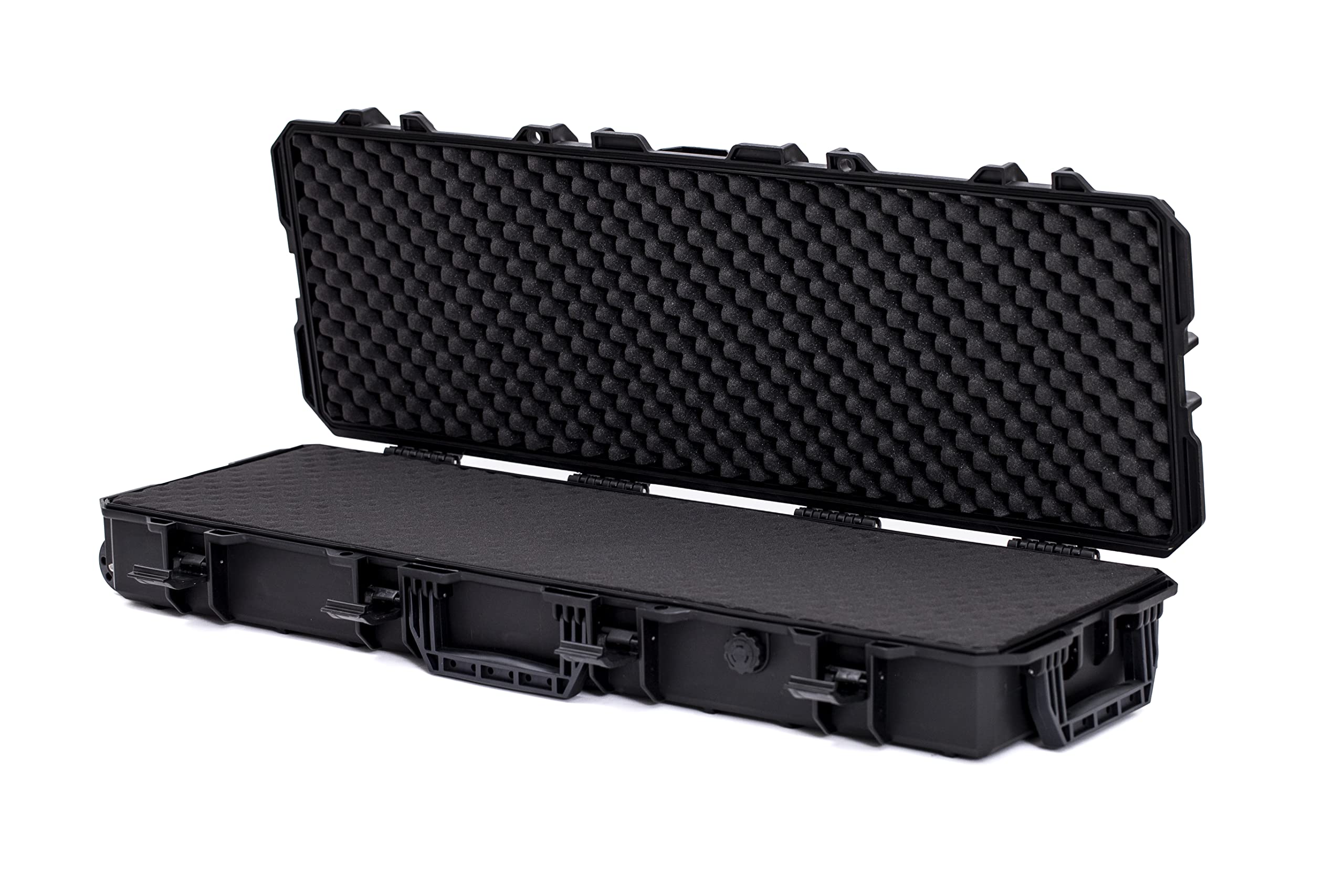 Black Extra Large All-Weather Precision Hard Rifle Case Waterproof Ultra Protective Gun Case with Intensive Foam Gun Case Wheels