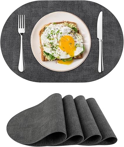 Juego de 4 manteles individuales de piel sintética, resistentes al calor, lavables, fáciles de limpiar, antideslizantes, para comedor al aire libre,