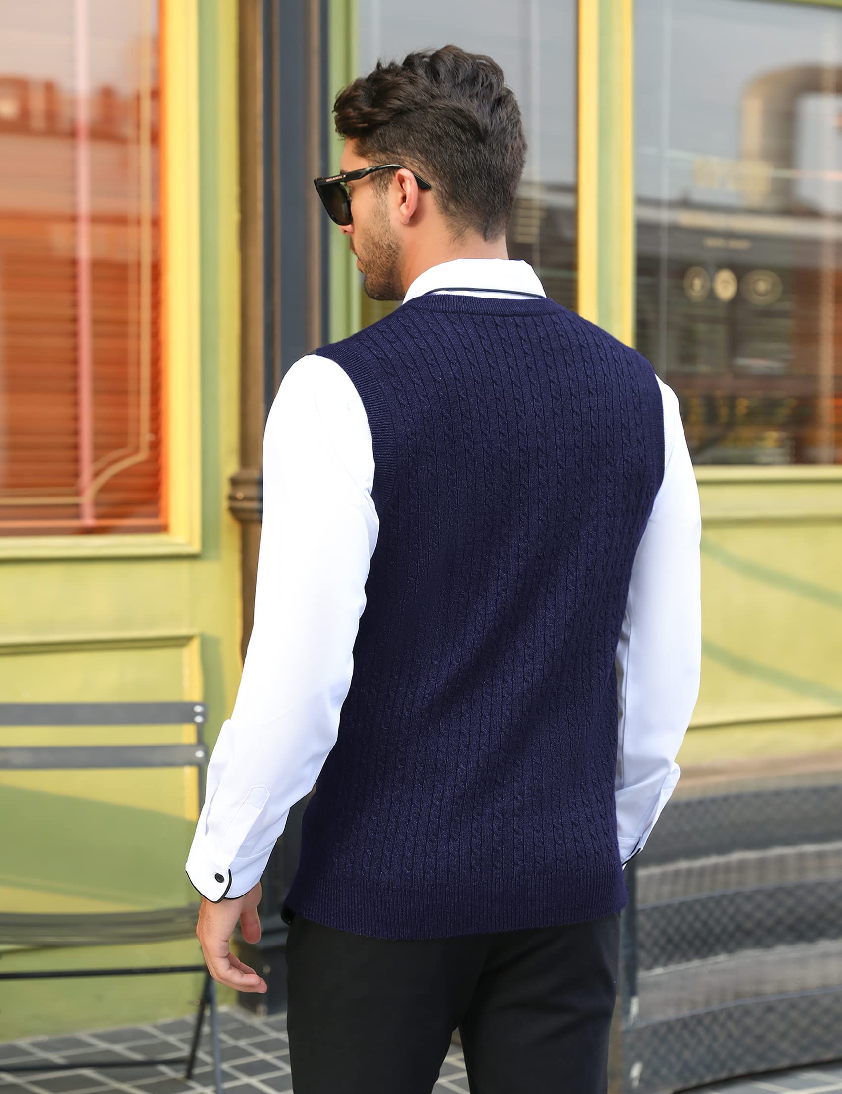 Sykooria Gilet Maglione da Uomo con Scollo V Maglioncino Smanicato Senza Maniche Pullover Gilet Cotone in Maglia Invernale Maglioni e Cardigan da Uomo Casual
