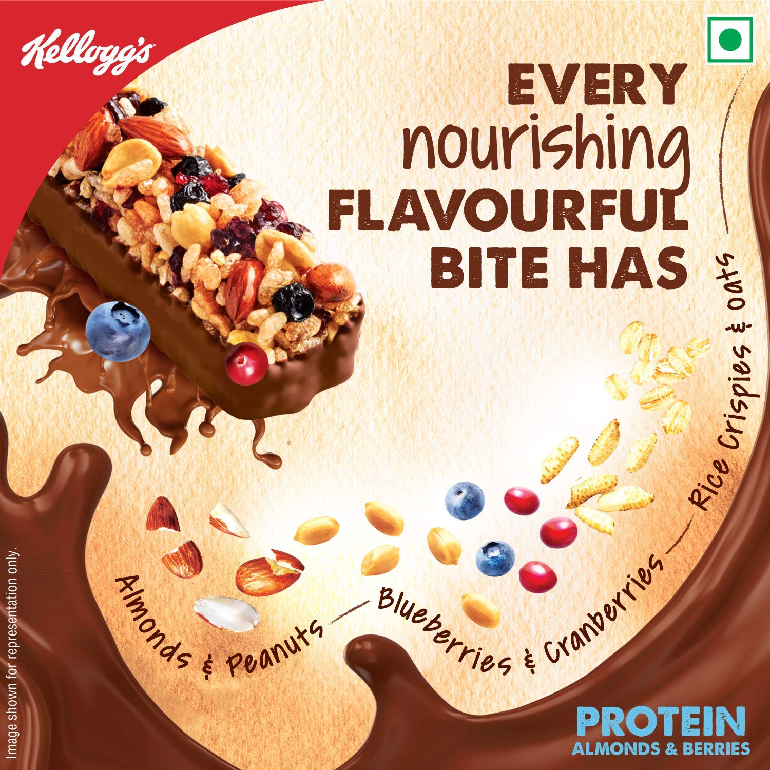 Kellogg's KEnergy Bar Variety Pack 230g (8 Bars, 3 x Protein Almonds & Berries, 3 x Choco Nutty