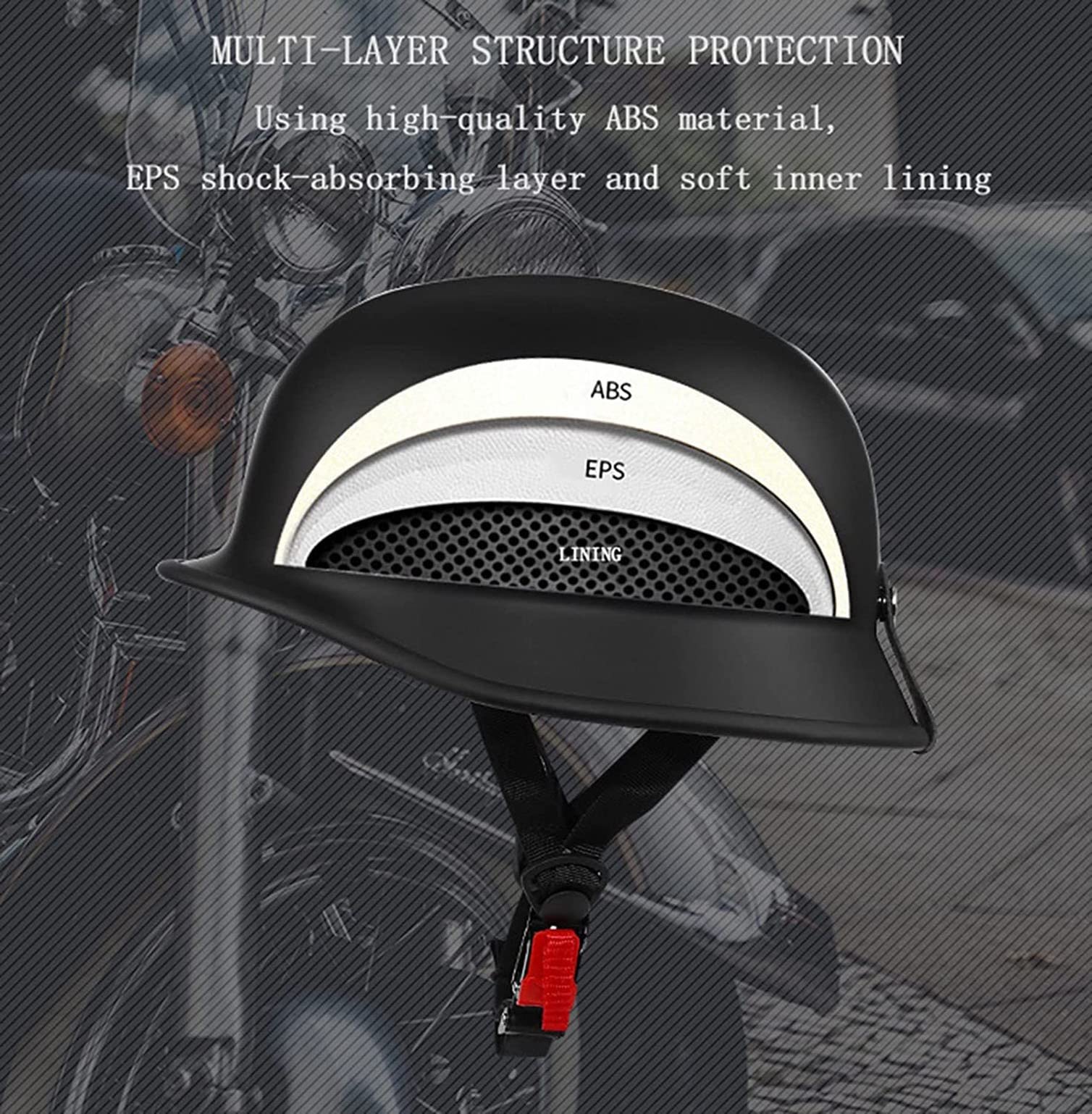 Halbschalenhelm Halbhelme Motorradhelm mit ECE Genehmigt Brain-Cap Halbschale Roller-Helm Scooter-Helm Jet-Helm Retro für Erwachsene Herren Damen