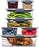 Rubbermaid 10-Piece Brilliance Food Storage Containers with Lids for Lunch, Meal Prep, and Leftovers, Dishwasher Safe, 3.2-Cup, Clear/Grey