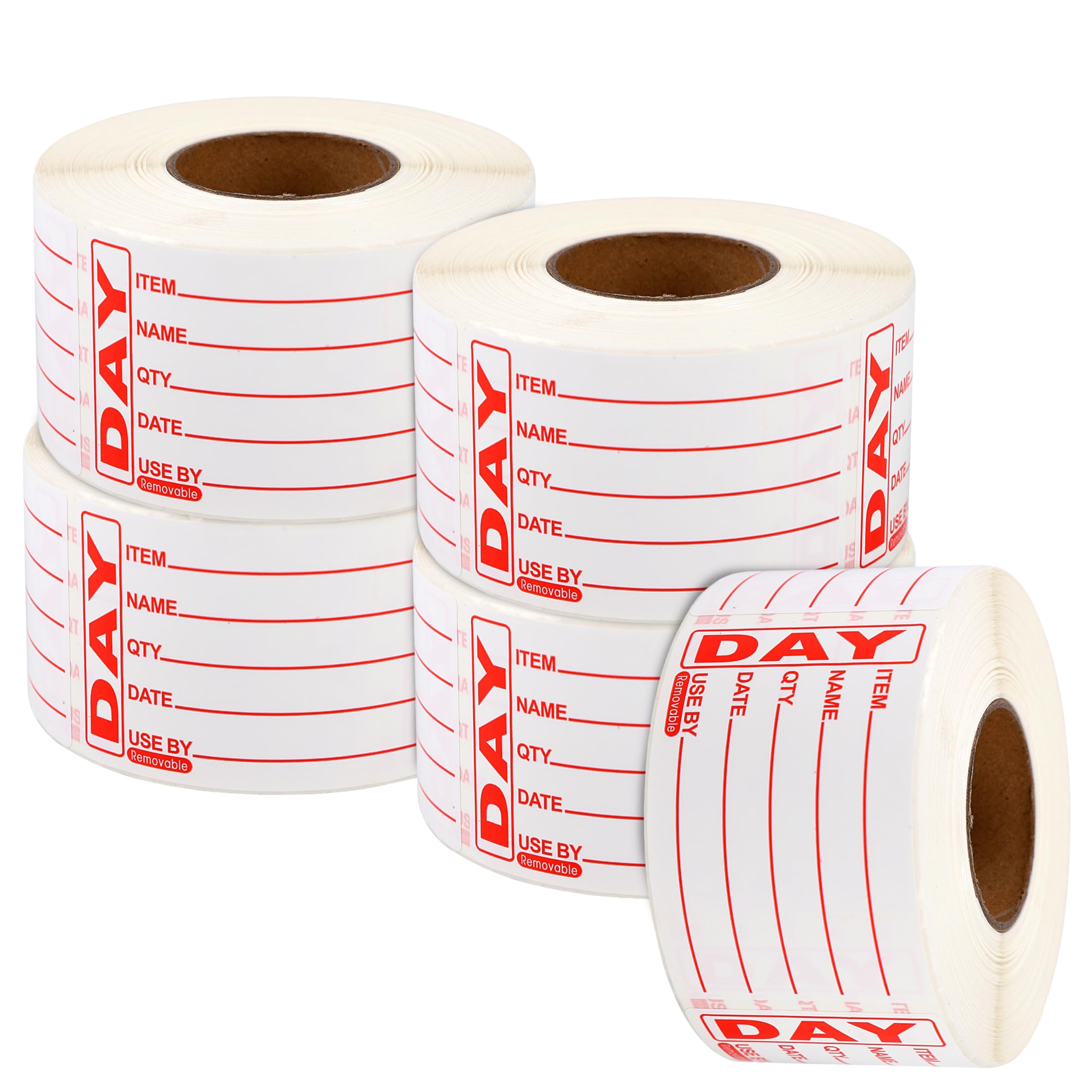 Double Dragon Premium Freezer Labels, 2500 Count (5 Rolls), 2" x 3" (49 x 75mm), Waterproof & Writable Stickers with Strong Adhesive for Food Containers, Baby Pots, Jars & Meal Prep, Secure in Freezer