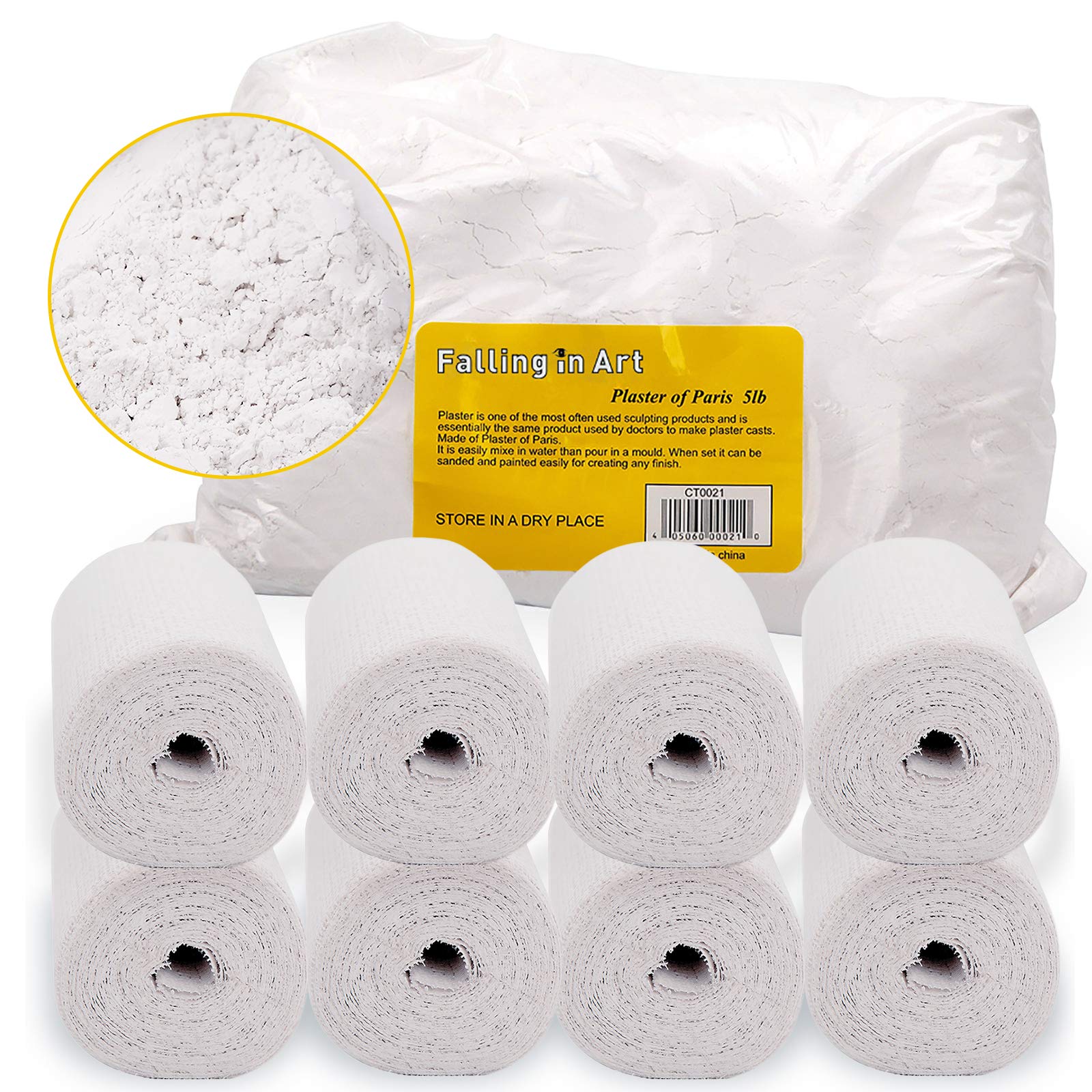 Falling in Art 5lb Plaster of Paris, 8 Pack Plaster Cloth Roll