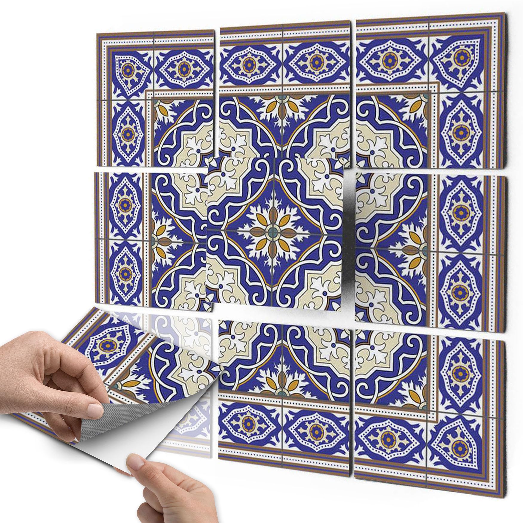 Fliesenaufkleber Mit Mosaik Muster Creatisto Fliesenaufkleber Mosaik Afrika  - 18x15cm Selbstklebende Vinyl-Fliesenfolie Rückstandslos Ablösbar, image size:1750x1750