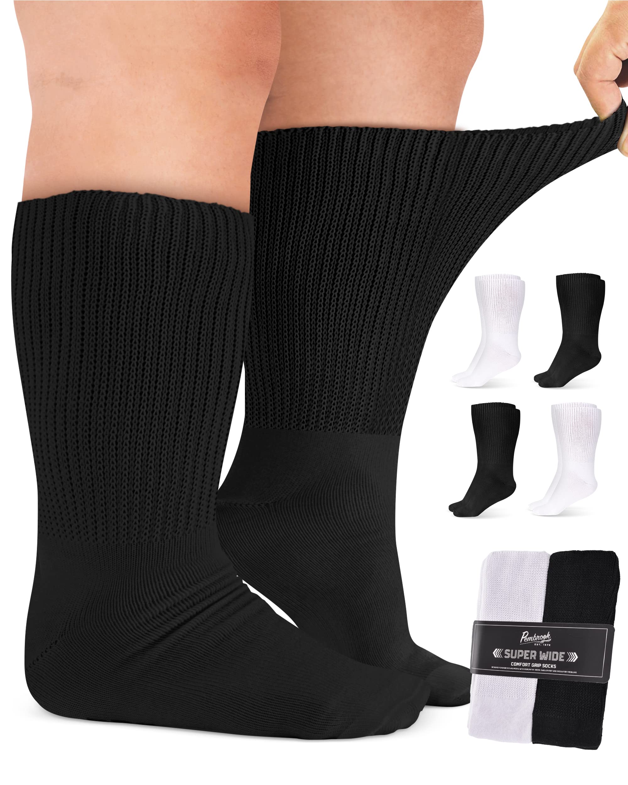 Buy Pembrook Extra Wide Socks for Swollen Feet 4 Pair Bariatric Socks