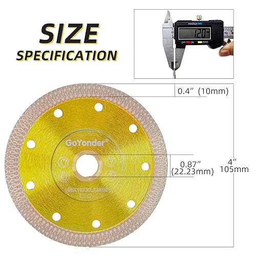 Miniatura 2 de GoYonder Hoja de diamante de 4 pulgadas para amoladora angular, hojas de sierra de diamante súper finas para corte en seco y húmedo, hoja de