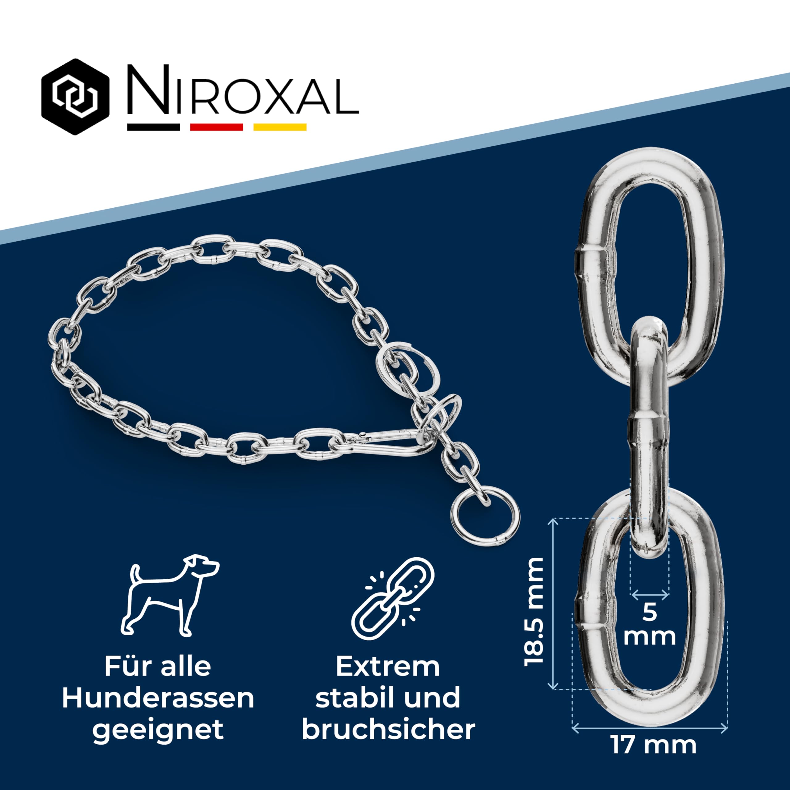 Dog Training Chain Collar with Pull Stop Stainless Steel Short Link Dog Chain 5 mm, Total Length 55 cm - Image 3