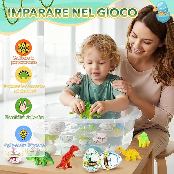 JONRRYIN Uova Arcobaleno Che Si Schiudono con Dinosauro per Bambini -12 Giocattoli Uova di Dinosauro per Ragazzi e Ragazze, Idee Regalo Compleanno e Pasqua, Uova Che Si Schiudono Bambini 3 4 5 6 7 8 - 2