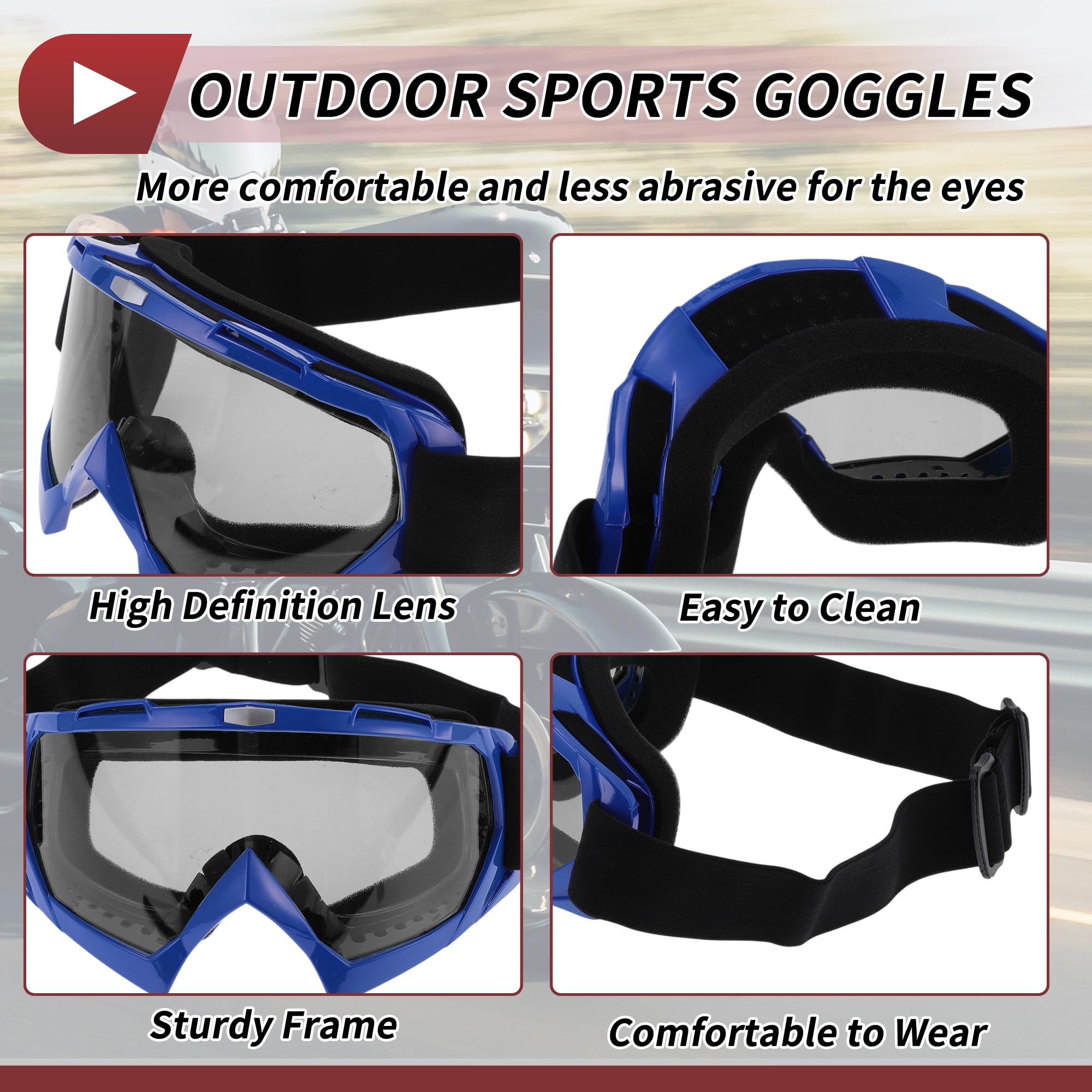 1 Set Occhiali Da Motocross PC TPU Occhiali Da Sole Sportivi Per Moto Cross Moto Dirt ATV Lenti Grigie Montatura Blu