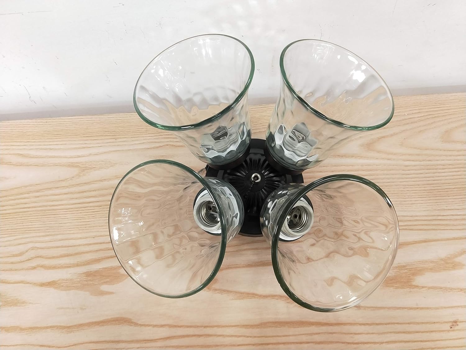 Ceiling Fan Light Covers, Glass Replacement Shades for Ceiling Fans, and Light Fixtures, Bell Shape Clear Glass with Decorative Hammered Finish. Hight 4.75” – Width 4.9” – Opening Fitter Size 2.25”.