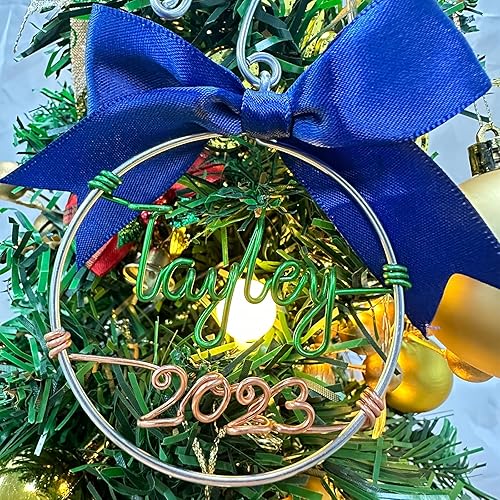 Miniatura 4 de Adorno de Navidad personalizado con nombre de alambre 2023, palabras hechas a mano personalizadas, latón macizo para decoración del árbol de