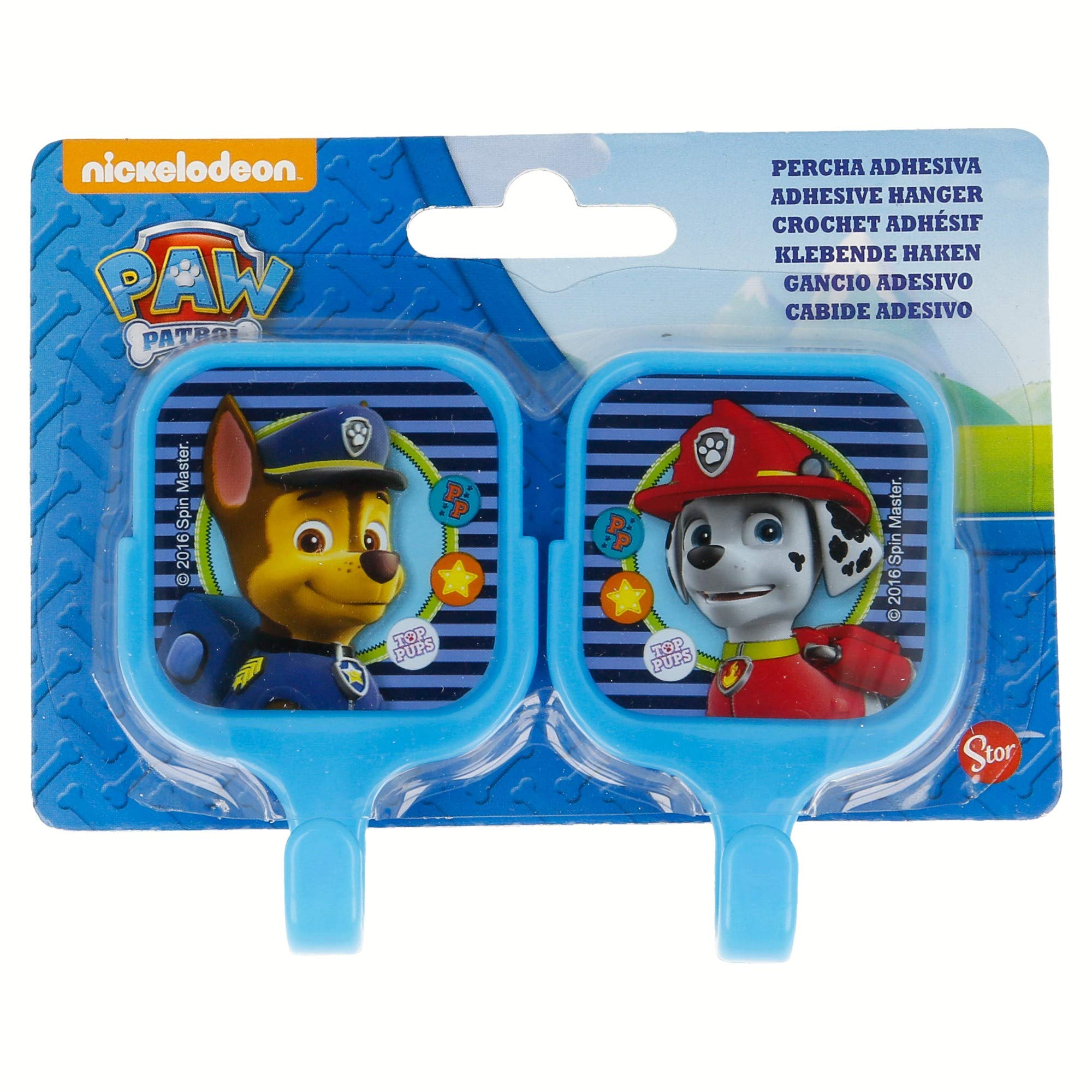 Stor Multicolor Paw Patrol St-15019 Set Of 2 Square Adhesive Hangers, Multicoloured (Stor St-15019)