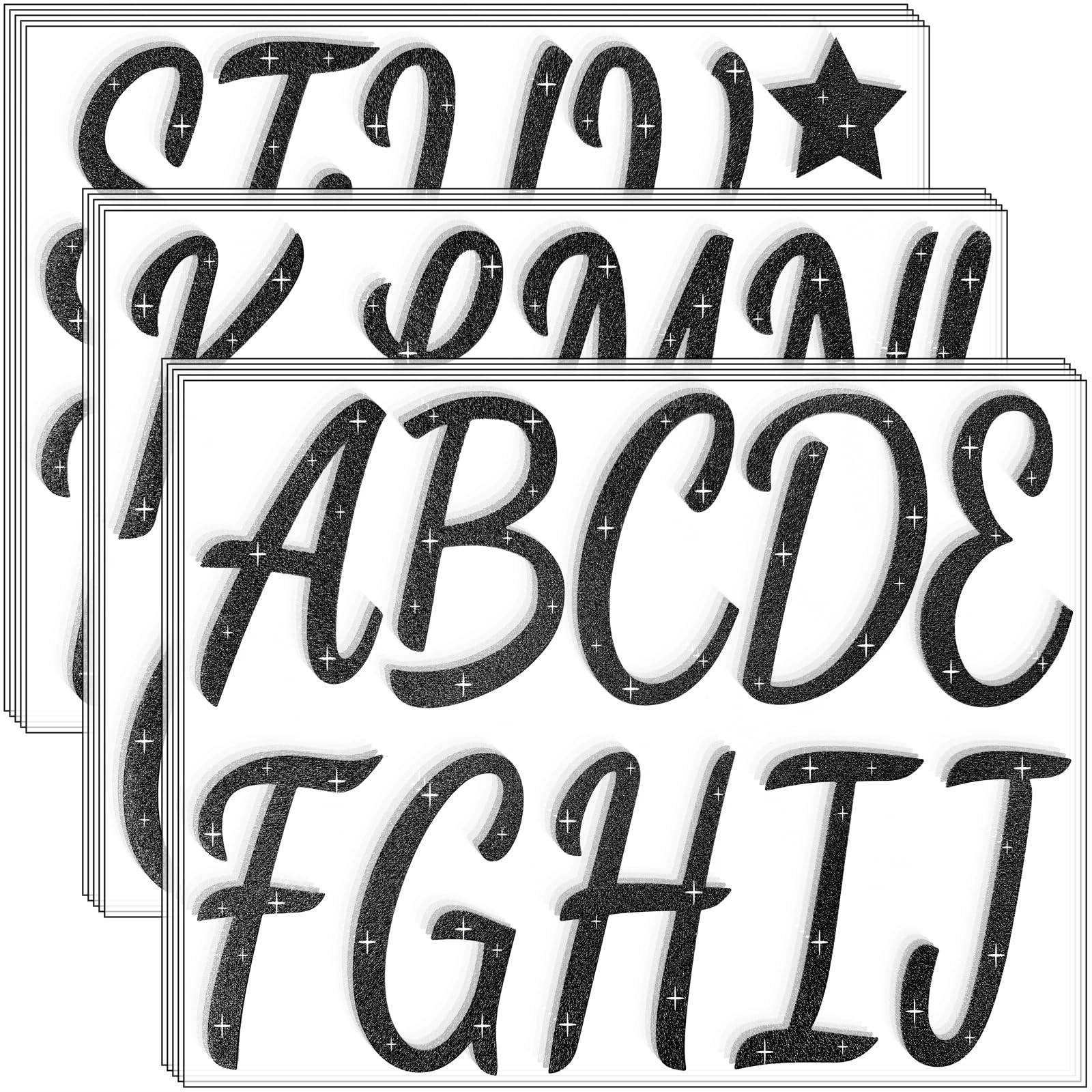 Waynoda 155 Pcs 15 Sheets Bulletin Board Letters 4 Inch Glitter Letter Stickers for Poster Board Stick on Letters for Bulletin Board Classroom School