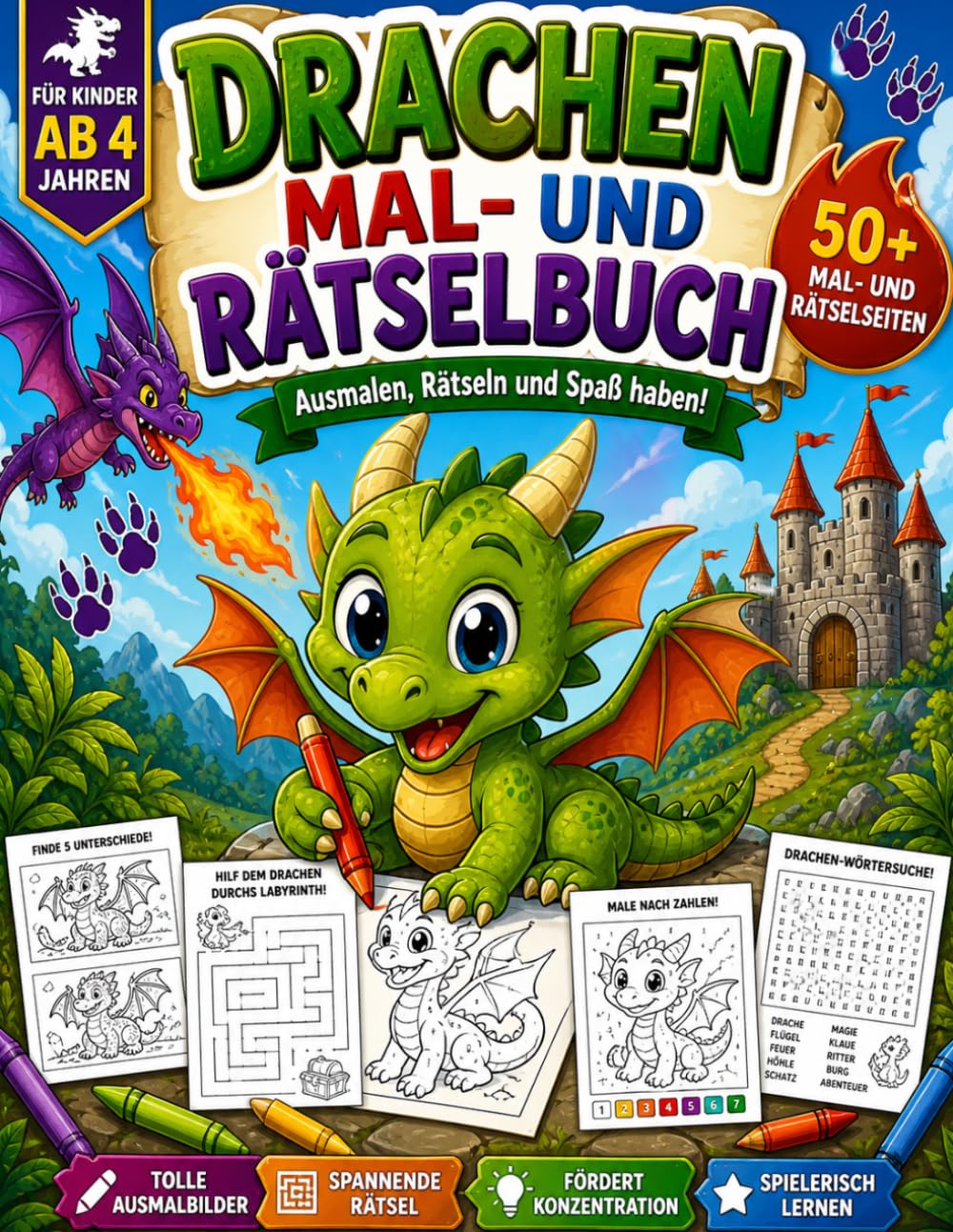 Auch ein kleiner Drache kann Großes schaffen: Rätsel Mal und Lernen