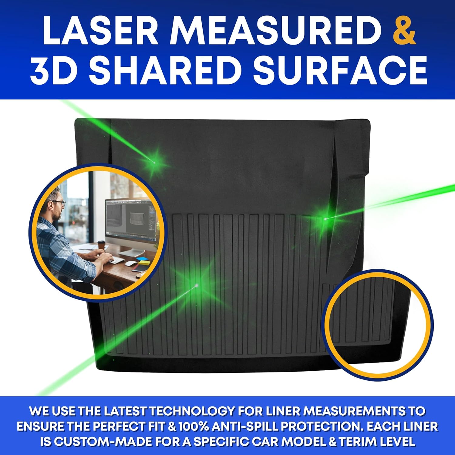 Premium Cargo Liner for BMW 3 Series 2012-2018 - 100% Protection - Custom Fit Car Trunk Mat - All-Season Black Cargo Mat - 3D Shaped Laser Measured Trunk Liners for BMW 3 Series 2012-2018. - Image 2