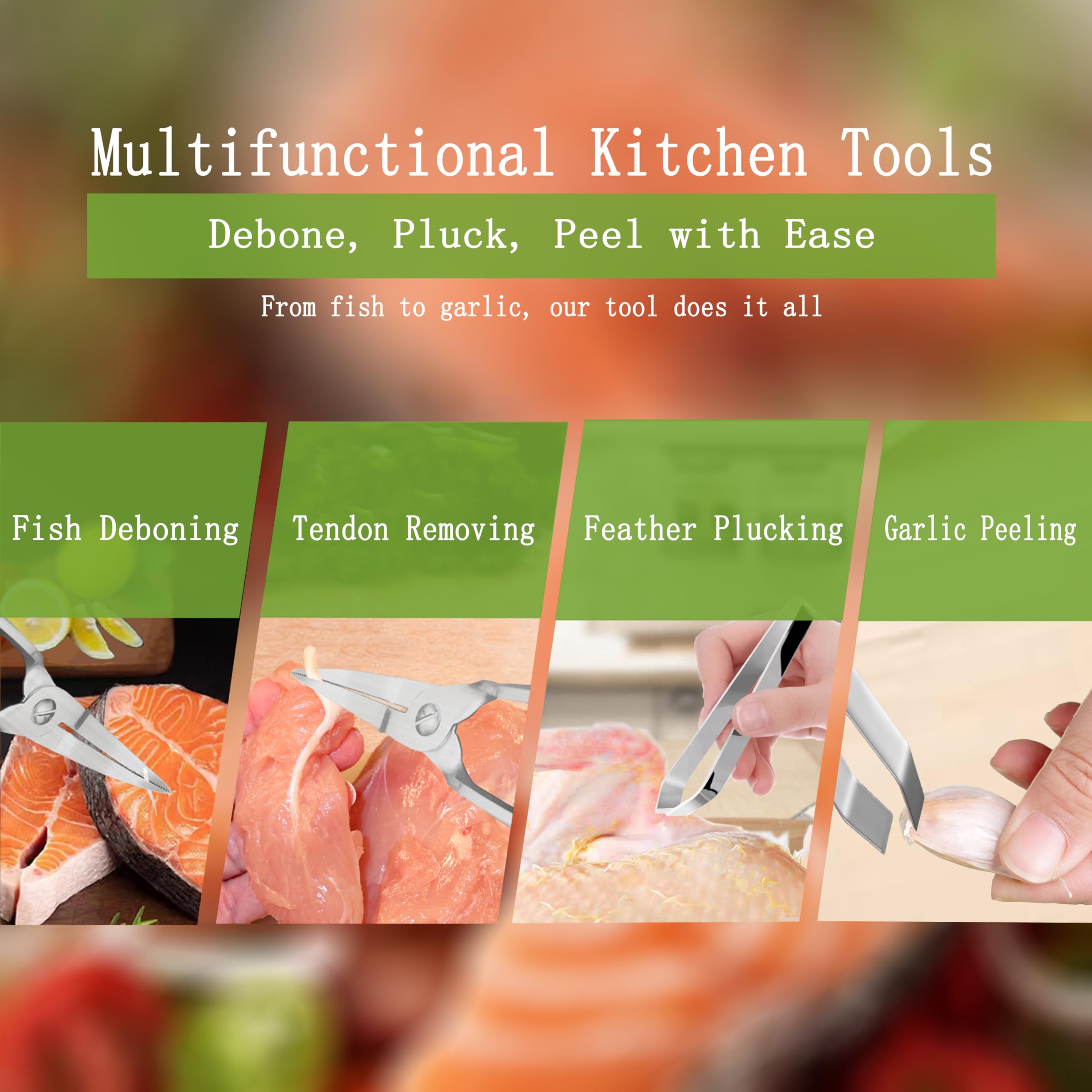 Fischgrätenzange/Pinzette 304 Lebensmittelqualität Edelstahl Fisch Entgräten Werkzeug Kit für alle Arten von Fischen