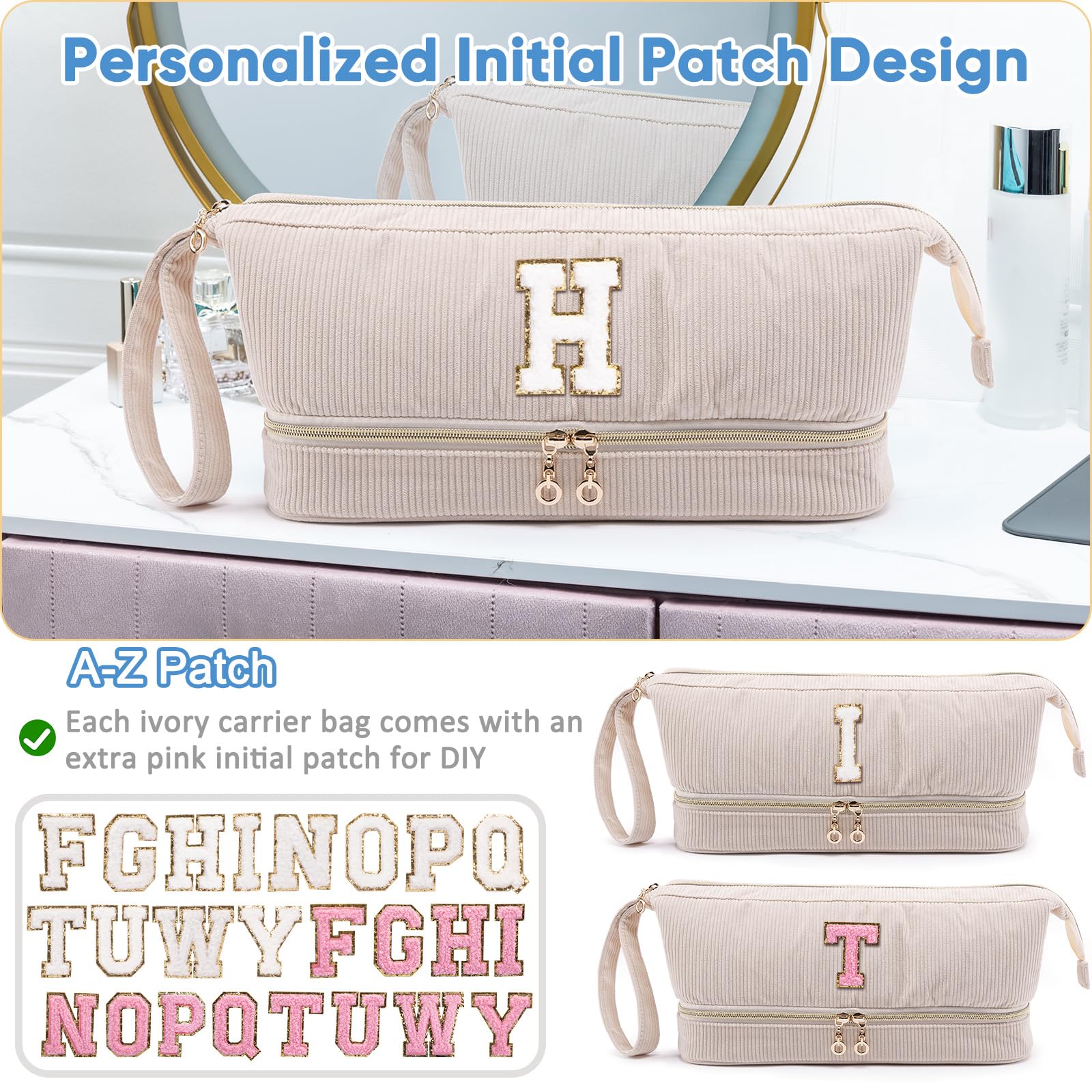 Estuche para secador de pelo personalizado con inicial, estuche de transporte de doble capa para herramientas de pelo Shark FlexStyle/SmoothStyle con bolsa para secador de pelo, organizador de viaje