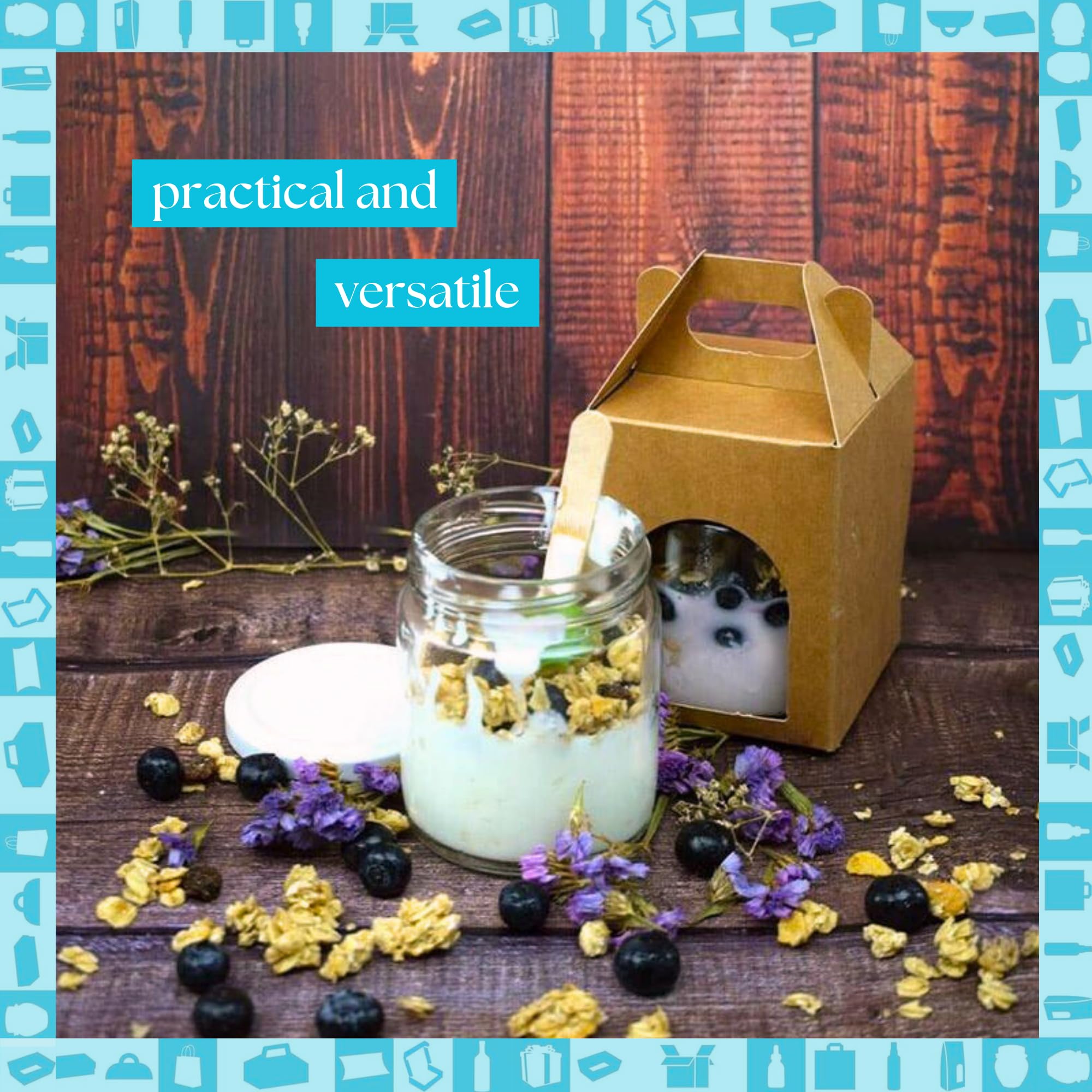 Espirito Rebelde 20 x 250ml leere Glasgläser mit Deckeln mit 20 Karton-Gläsern für 1 Marmeladenglas einschließlich goldenem Schraubdeckel für Marmelade, Konfitüre, Honig