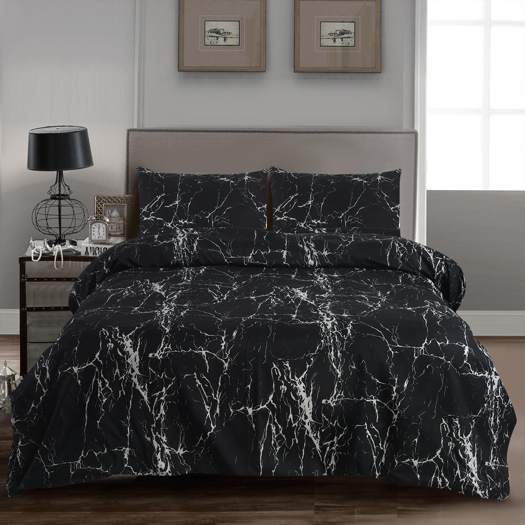 JRI Madrid 4 Piece Bedding Set - Ultra-Soft Microfiber Comfortable Duvet Cover Set,Include a Duvet Cover,a Deep Pocket Fitted Sheet, & 2 Pillow Cases.