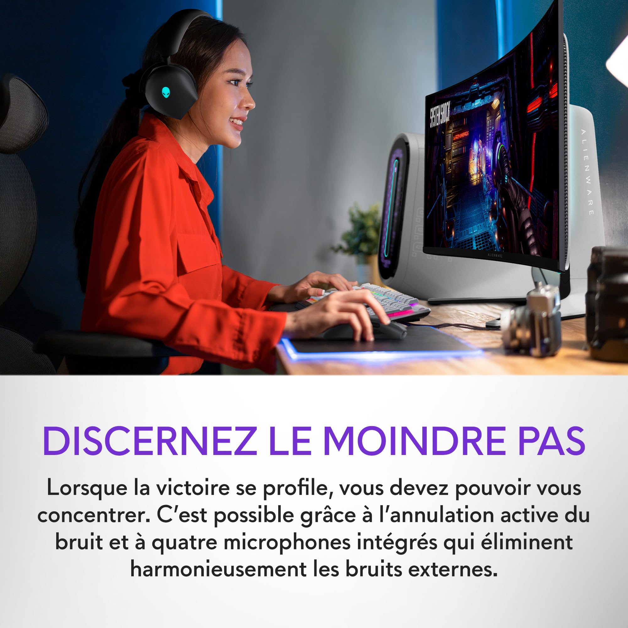 Casque de gaming Tri-Mode sans fil Alienware - AW920H, Dark Side of the Moon