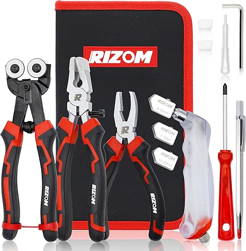 Rizom Glass Cutting Tool, Glass Cutter 2-20MM, 8" Tile Nippers,