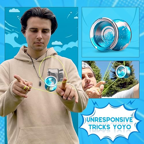 Miniatura 9 de Unresponsive Yoyo for Professional Advanced Players,Metal Yoyos for Kids Beginners,Hksod Metal Yo-yos for Adults with Bearing Yo Yo Accessories -