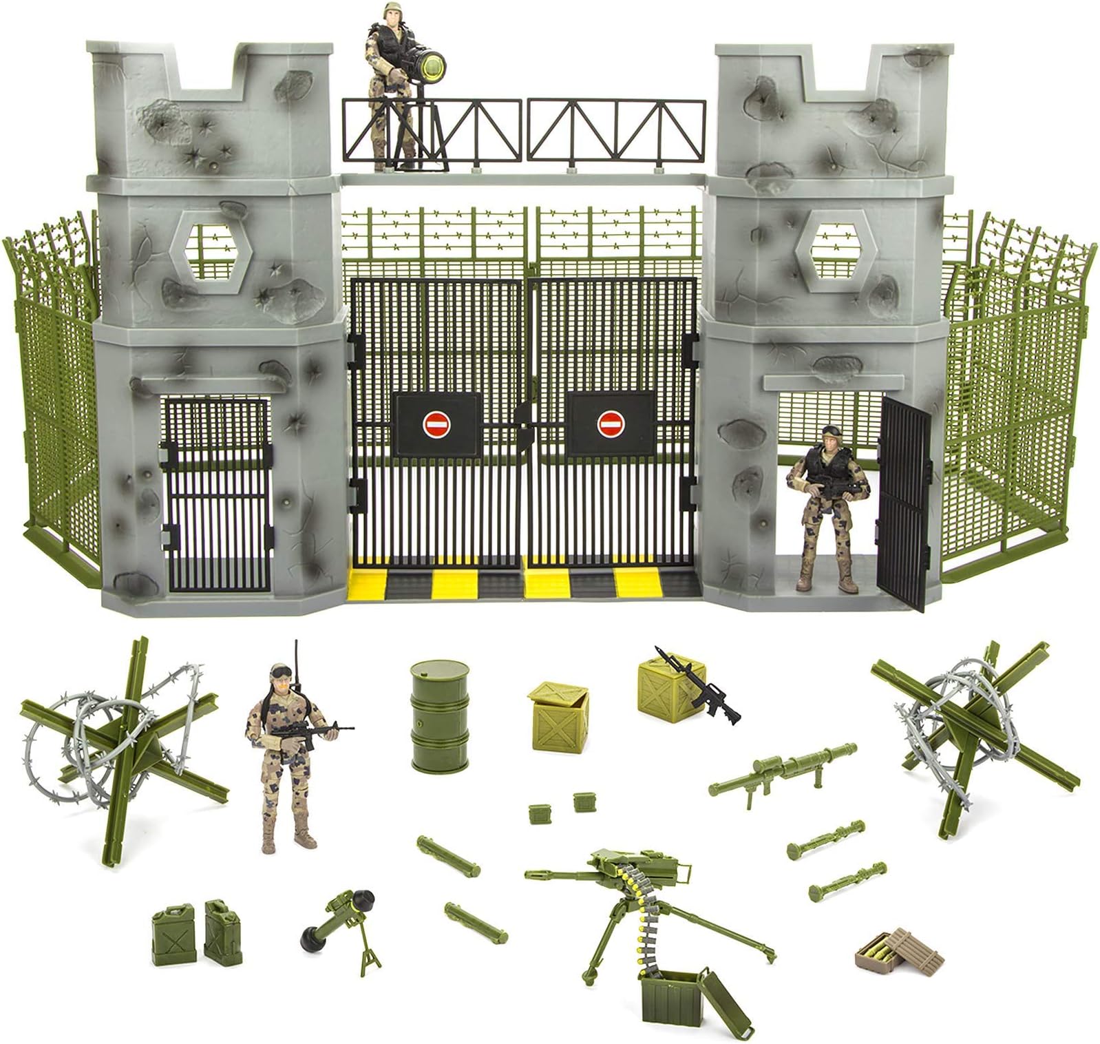 Click N' Play Military Army Base 51 Piece Play Set with Accessories | Educational Soldiers Figures & Playsets | Army Men Toys for Boys, Kids