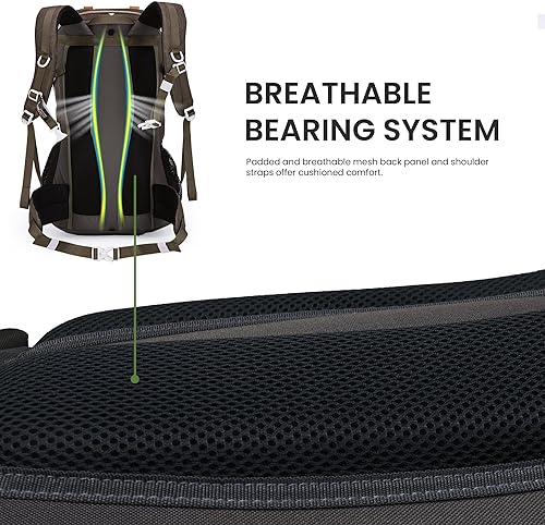 Miniatura 8 de MOUNTAINTOP Mochila de senderismo de 40L Mochila de viaje ligera para hombres y mujeres al aire libre camping mochilero con cubierta de lluvia