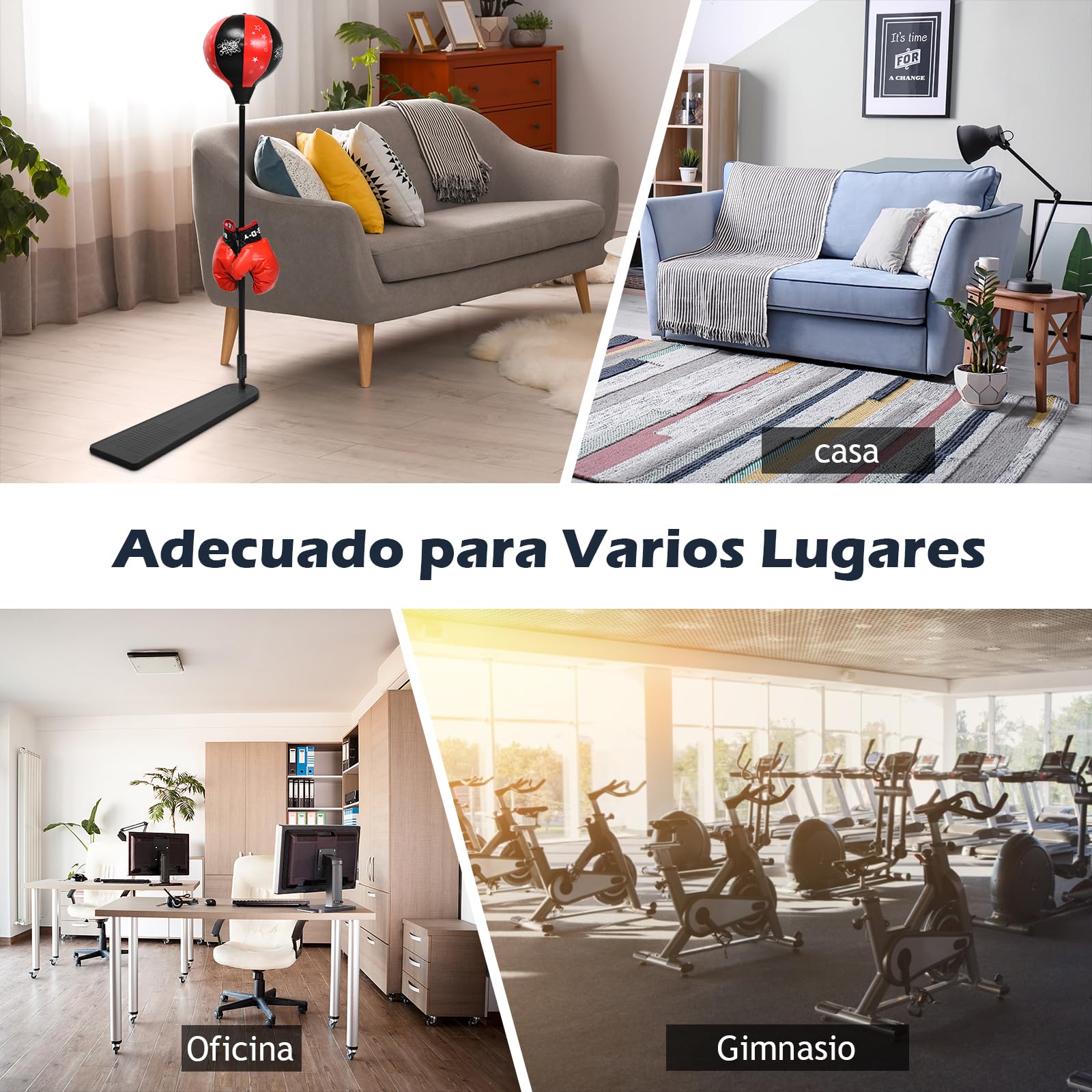 GYMAX Juego de Boxeo 85-130 cm Regulable en Altura, Set de Boxeo con Guantes y Bomba, Soporte de Boxeo con Pedal Antideslizante, Saco de Boxeo Fijo para Niños y Adolescentes a Partir de 8 Años