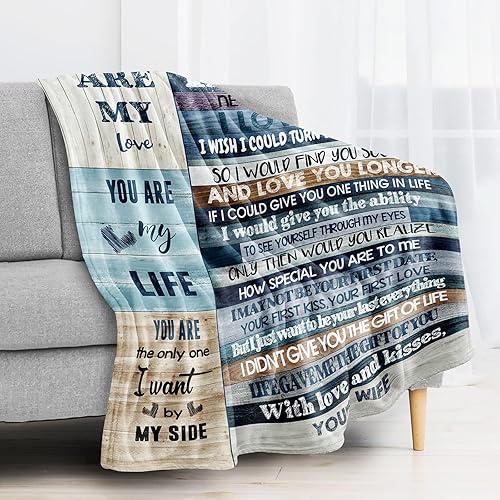 Miniatura 7 de To My Husband Gifts - Manta de microfibra ultra suave con texto en inglés You are My Life para el día del padre, mantas de lujo para ropa de cama,