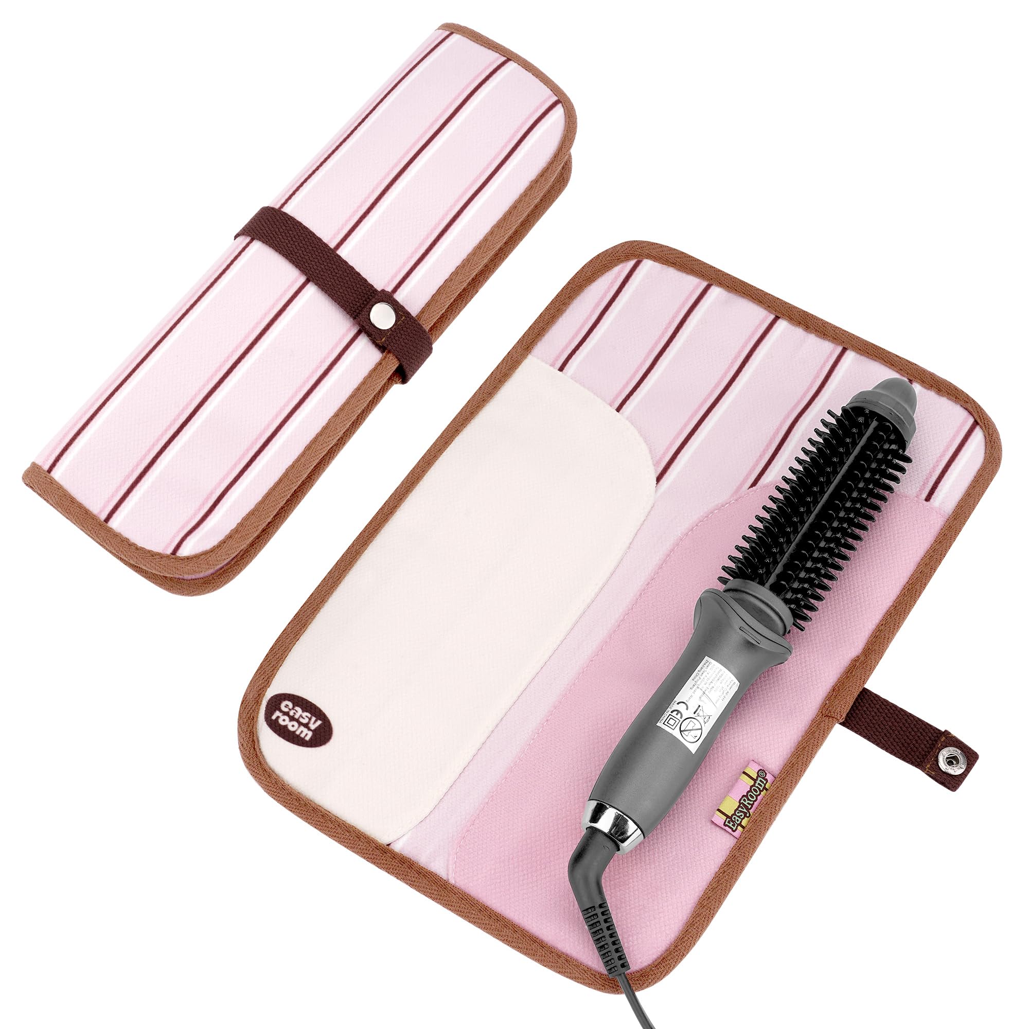 Foldable Hair Tools Travel Bag, Portable Flat Iron Case for Travel and Home, Hot Tools Organizer for Hair Straighteners, Curling Irons, Flat Irons (Pink)