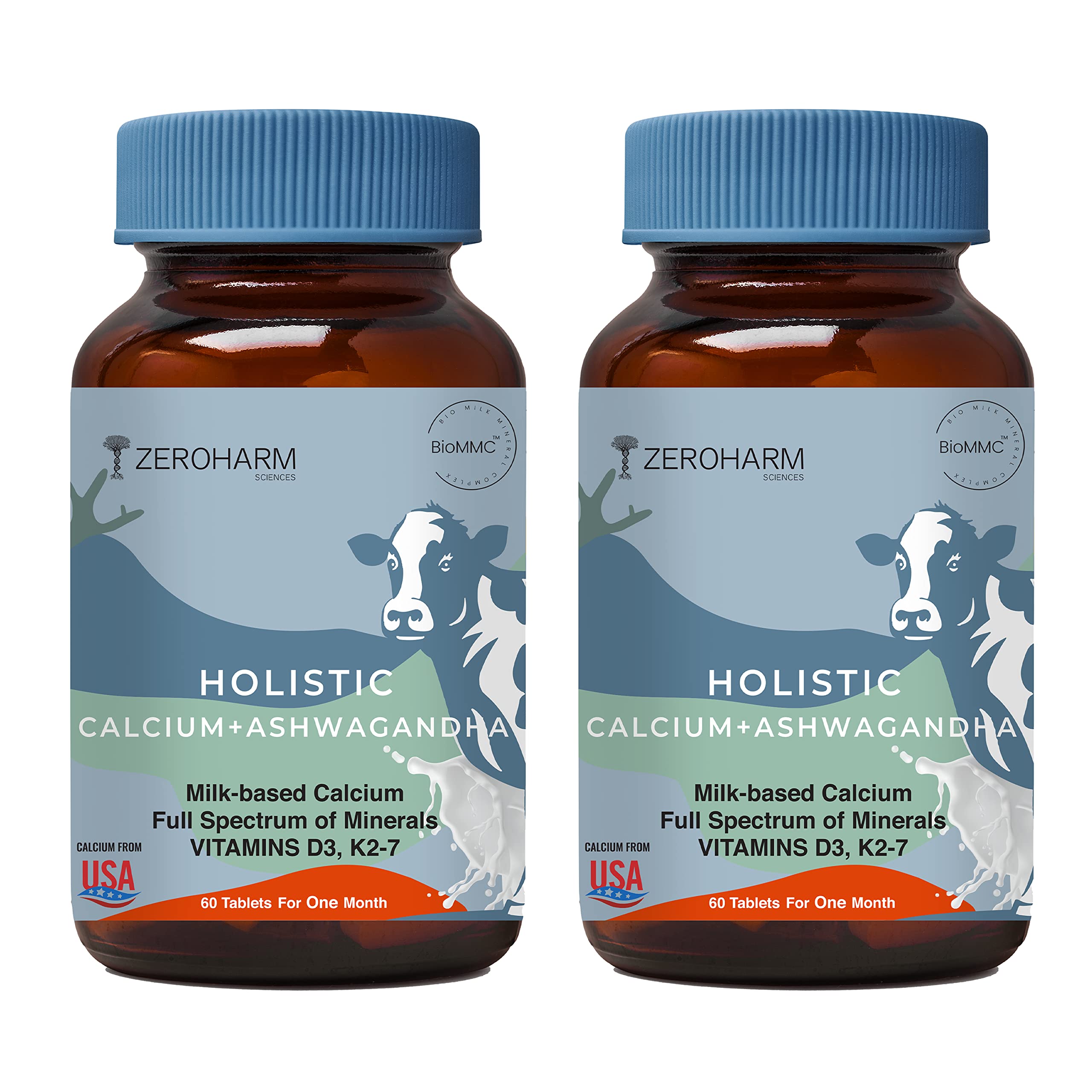 ZEROHARM Holistic Calcium And Ashwagandha Tablets-For Muscles,Bone And Joint Health-Helps Relieve Stress And Anxiety(120 Tablets) (B0B8JVJJC6) Amazon Price History, Amazon Price Tracker