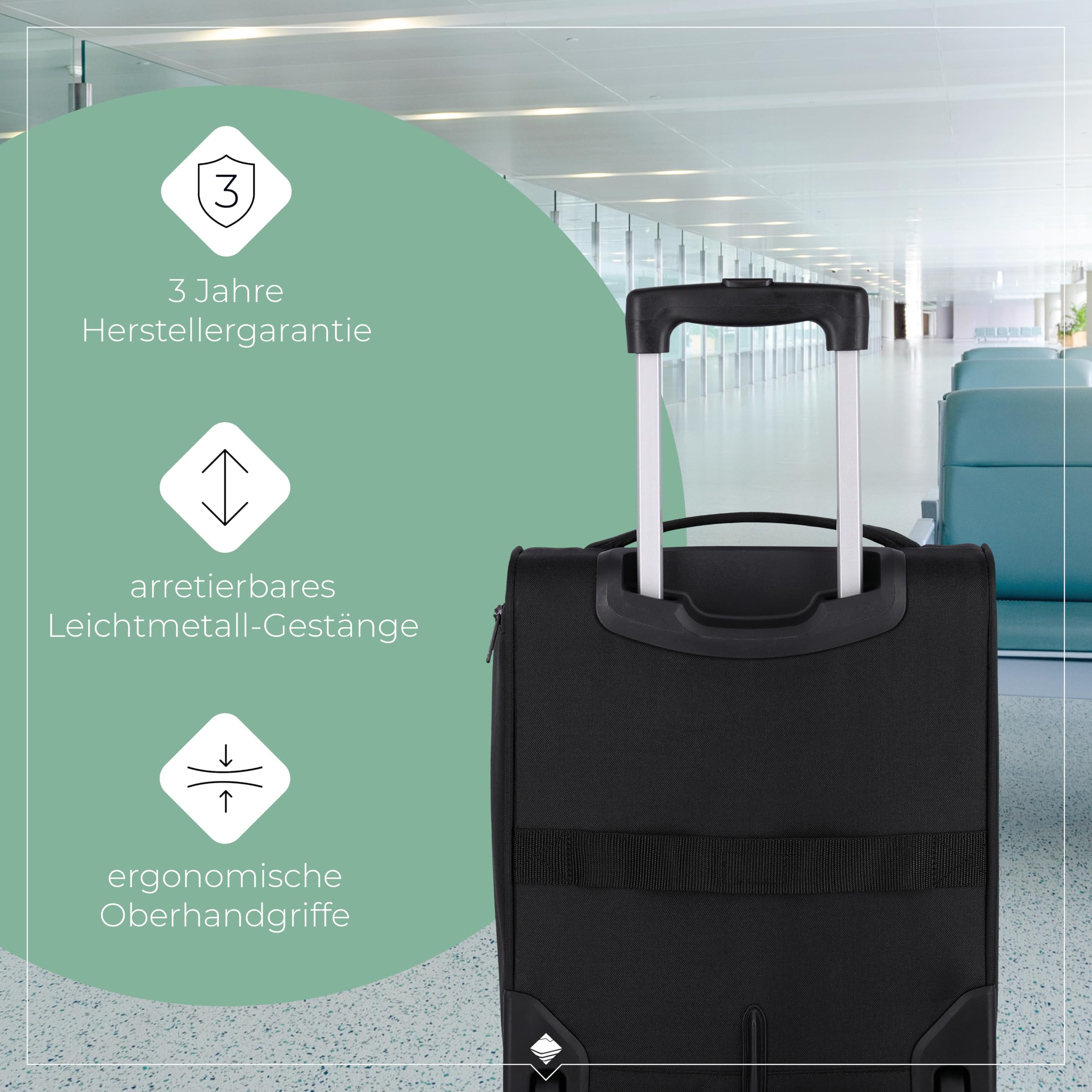 Travelite Handgepäck Koffer leicht, mit Liquids Bag, 2 Rollen, Cabin Underseater, Weichgepäck Trolley klein, 43cm, 28 Liter