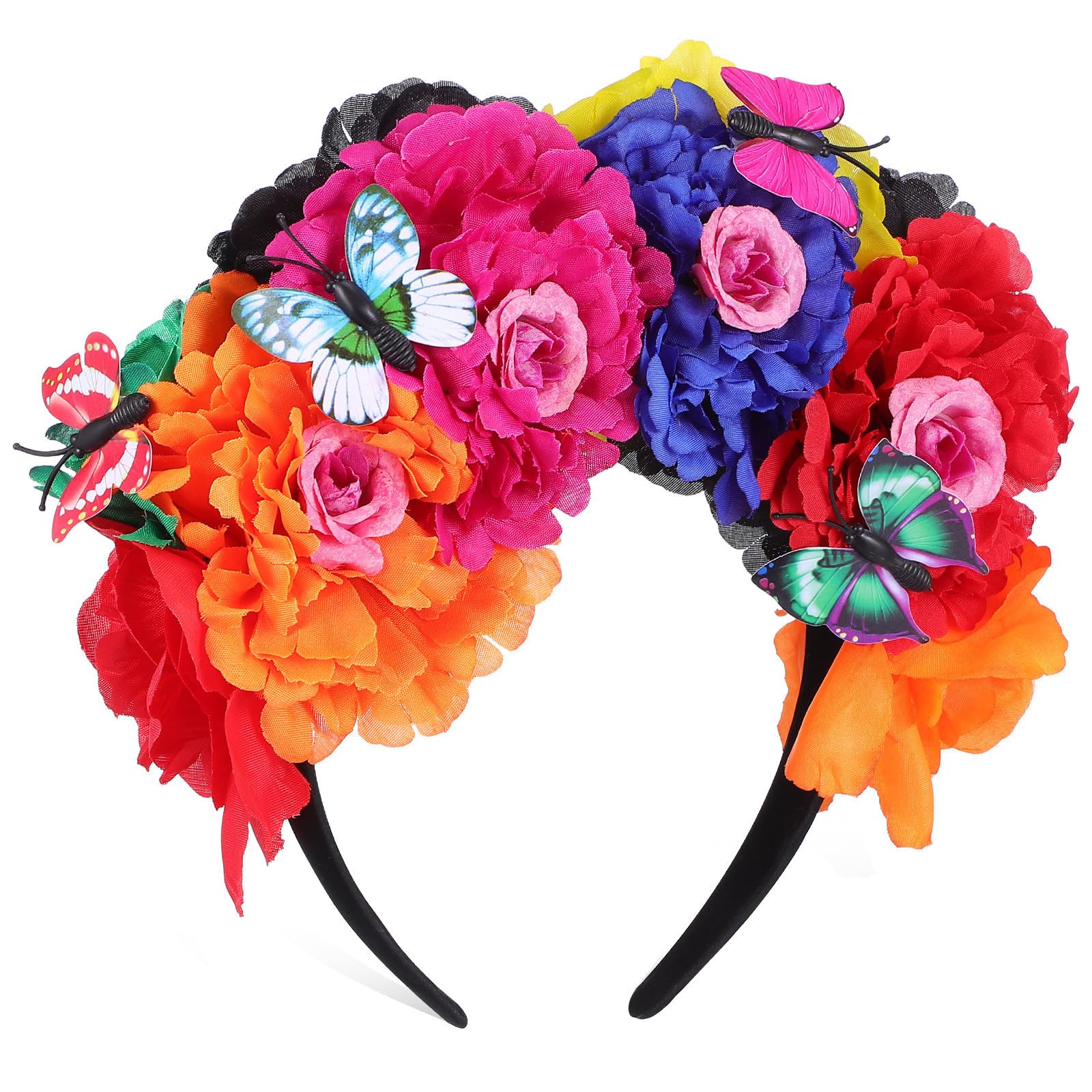 6 x florale Rosenkronen-Stirnbänder für Damen, Party, Festival, Haar-Accessoires, Blumen-Haarbänder für Hochzeit, hawaiianische Kopfbedeckung