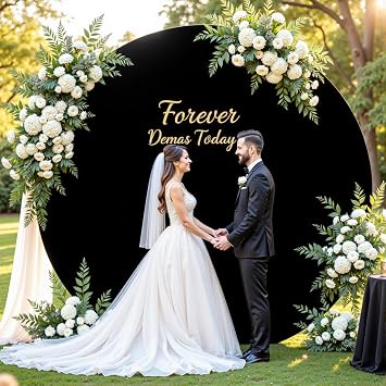 Black Round Backdrop Cover 6.6FT Black Circle Arch Backdrop Cover Baby Shower Birthday Party Balloon Wedding Photo Background Circle Round Arch Cover Fabric Spandex