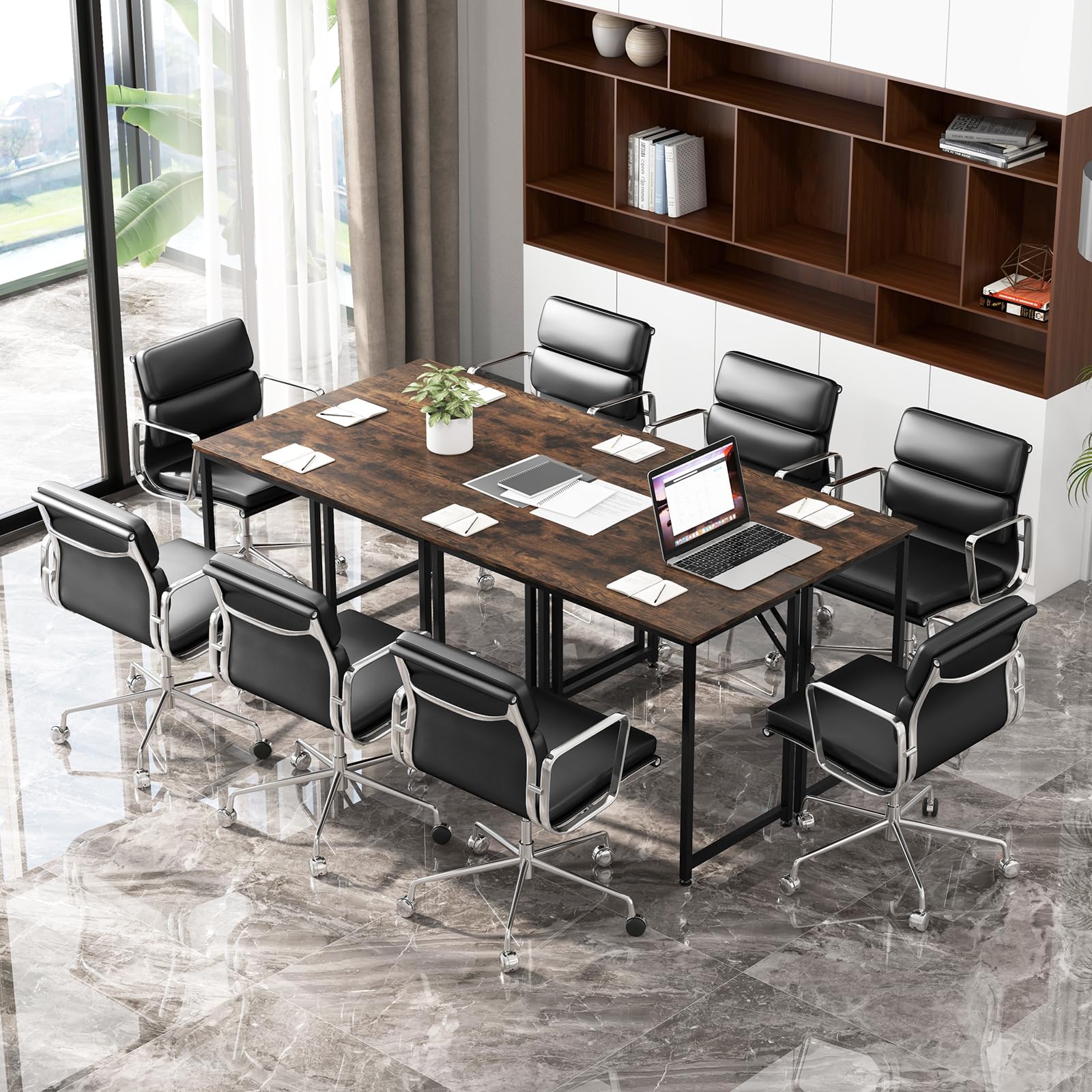 Scrivania Per Computer 140 Cm Con 2 Ripiani | GIANTEX In Legno E Acciaio Nero/Marrone Rustico | Per Ufficio E Casa - 9