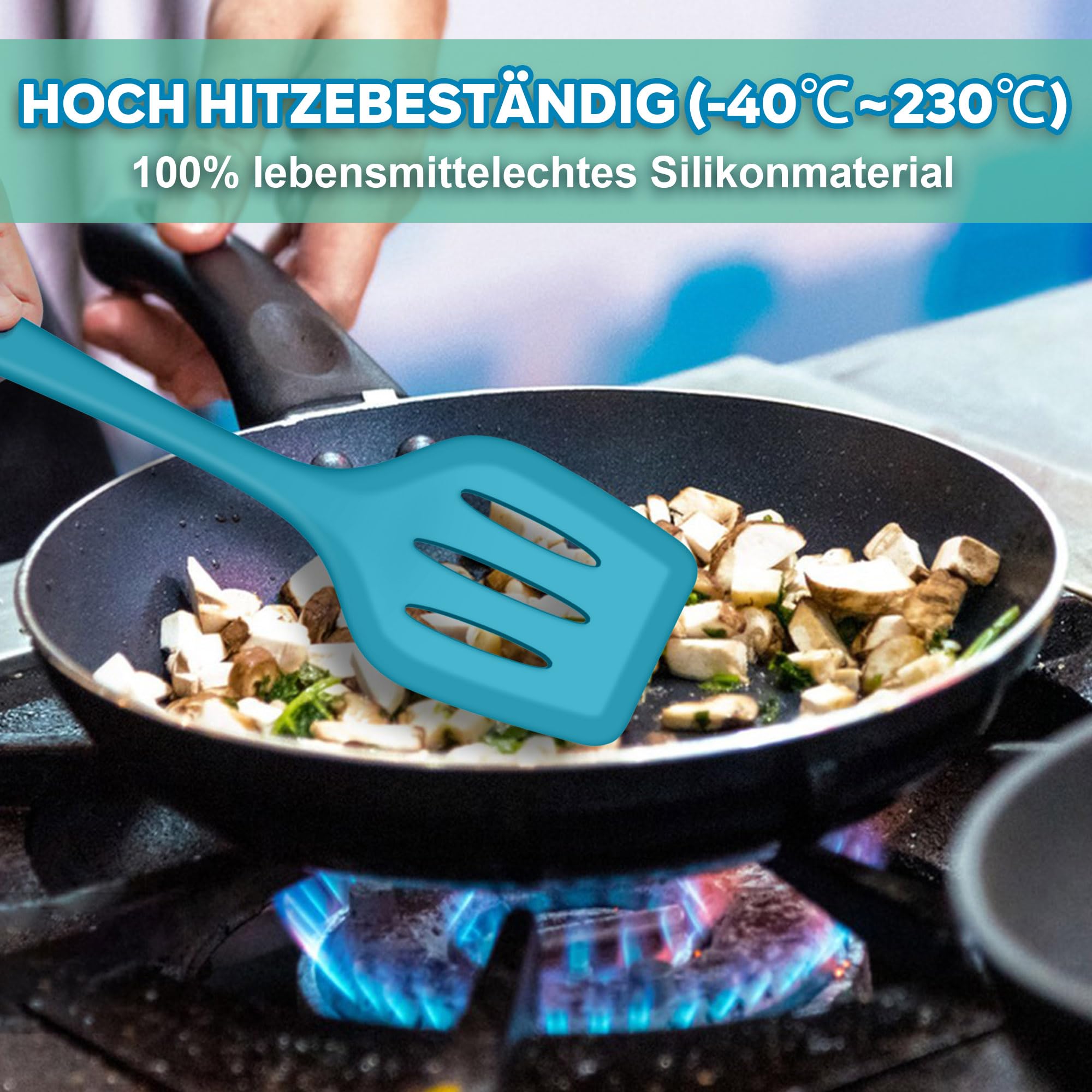 HaWare Lot De 20 Ustensiles De Cuisine Silicone Avec Poignées Inox - Résistants à La Chaleur, Kaki - Set Complet