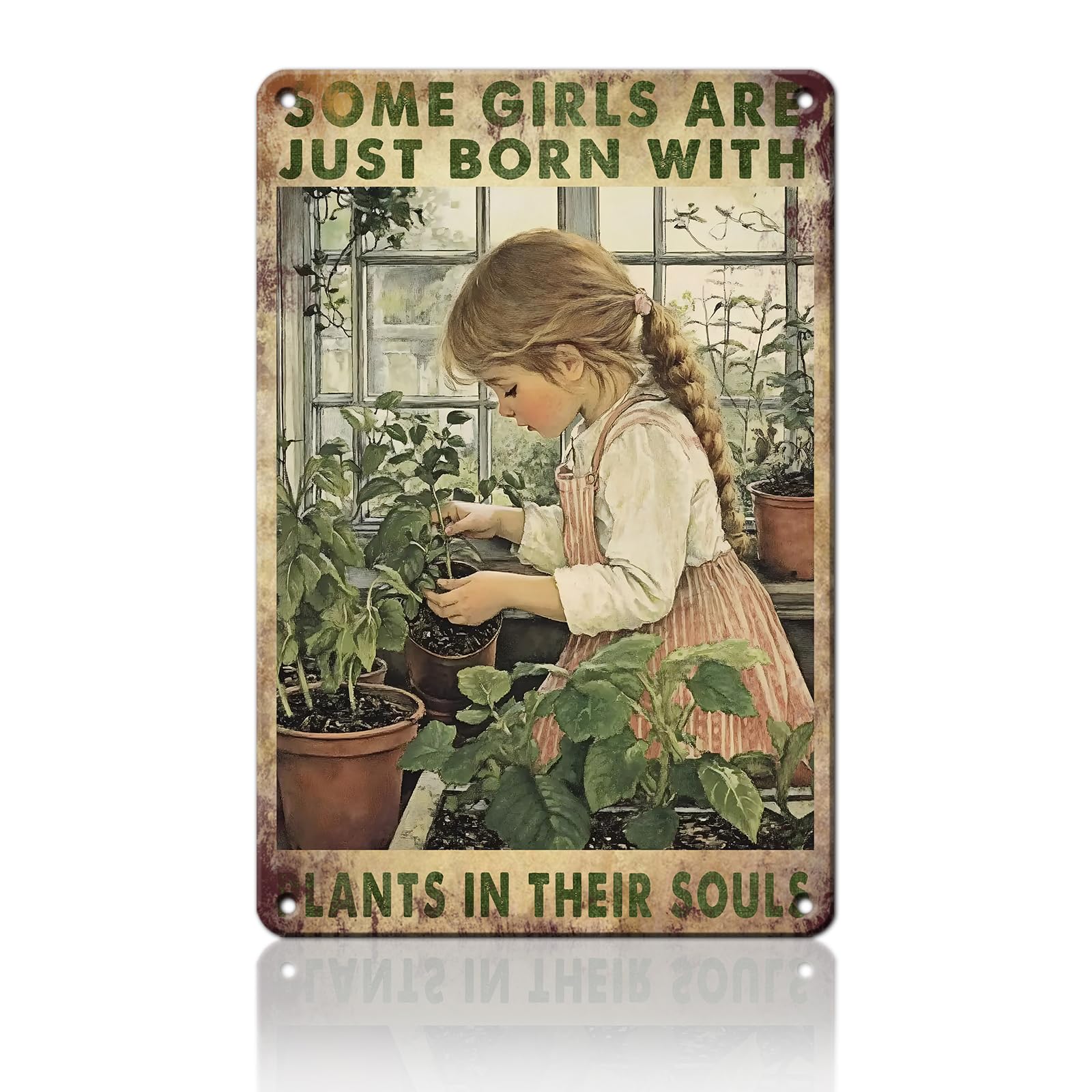 Anceky Vintage Some Girls are Just Born with Plants in Their Souls Metal Sign Retro Tin Sign Wall Decor for Plub Porch Home Garage Farmhouse 12×16 Inch