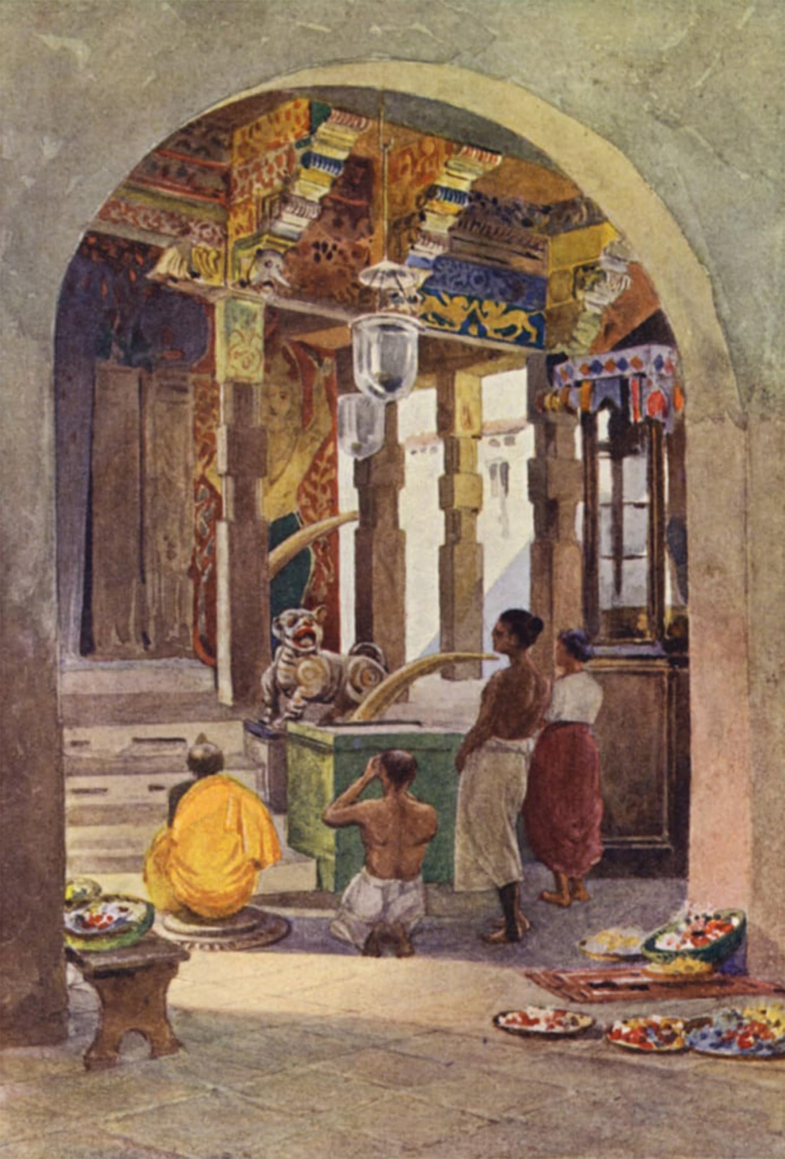 Artxlxxbn No Frame Famous Print Painting Colorful Art Print The Temple Of The Tooth Kandy Interior By Alexander Henry Hallam Murray Canvas Art Decorations For Home Decor 60X90cm