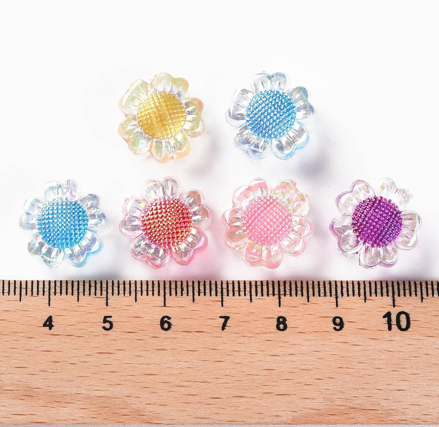 LiQunSweet 410 Pcs Transparent Sunflower Acrylic Beads Spring Floral Loose Spacer Beads for DIY Jewelry Bracelet Necklace Earring Craft Decoration