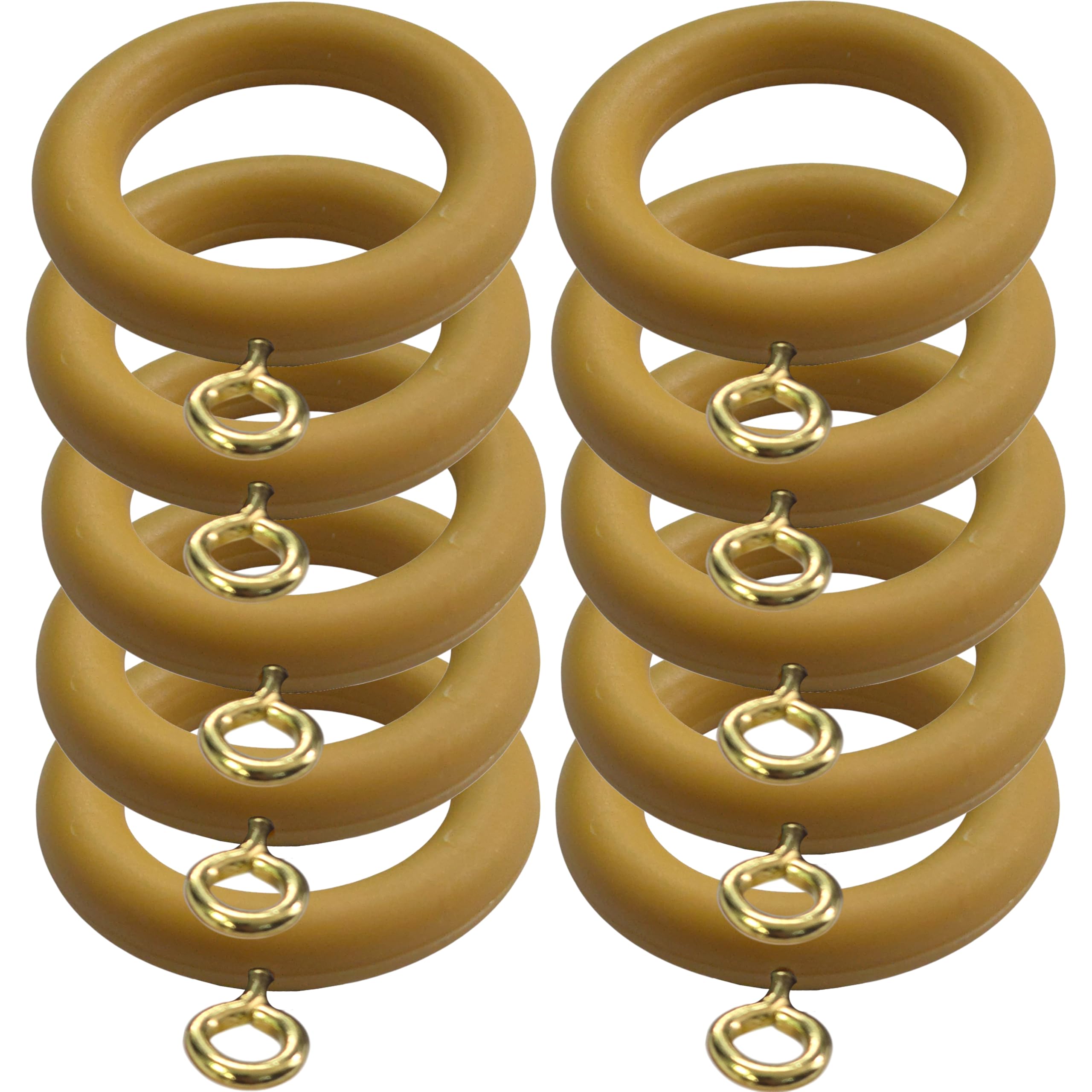 35mm x 54mm Beech Curtain Rings Effect Drapery Pole Rod Rings Curtain Loops Gliders with Eye for 28mm Pole (Pack of 10)