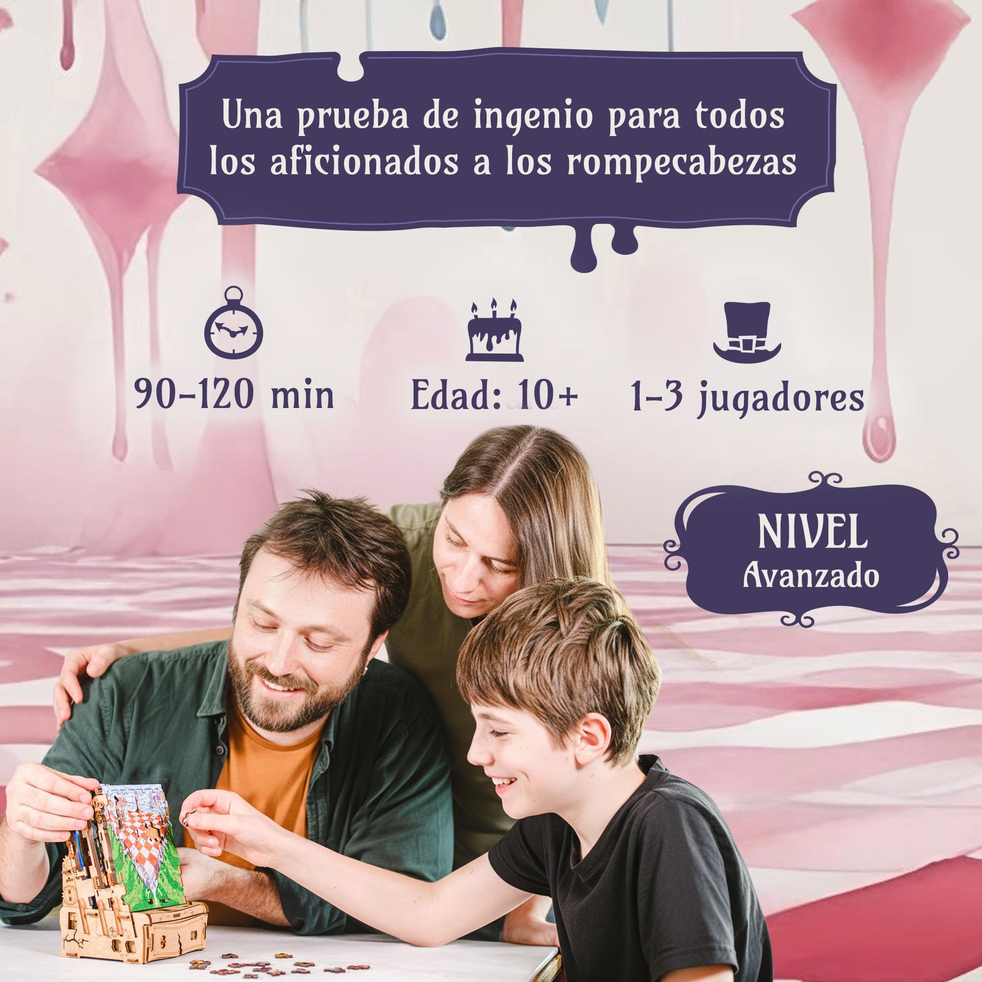 iDventure Cluepuzzle Wonderbox of Alice | Juego de Escape Room | Alicia en el País de Las Maravillas 3D Puzzle | Caja de Regalo | Cofre del Tesoro | Caja de Rompecabezas secuencial | Regalo de Dinero