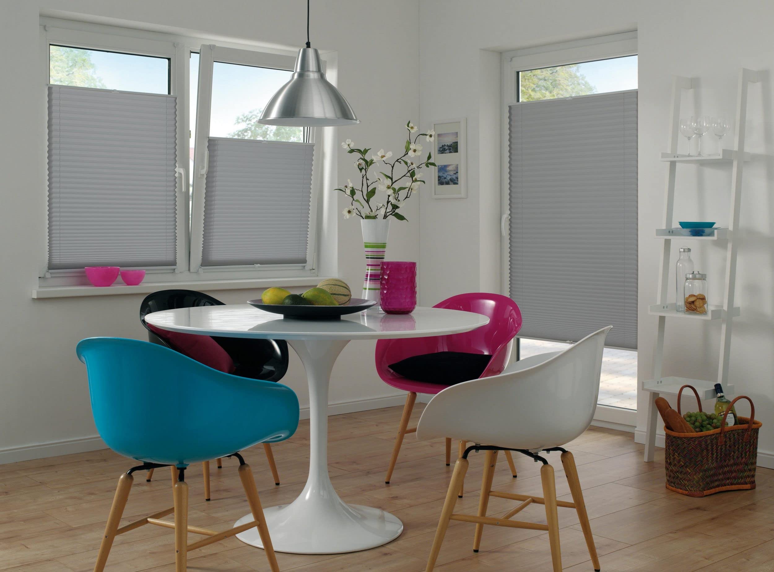 EASYFIX Plissee Pia zum Klemmen, Grau, 90 x 130 cm, ohne Bohren, blickdichter Sichtschutz für Fenster und Türen