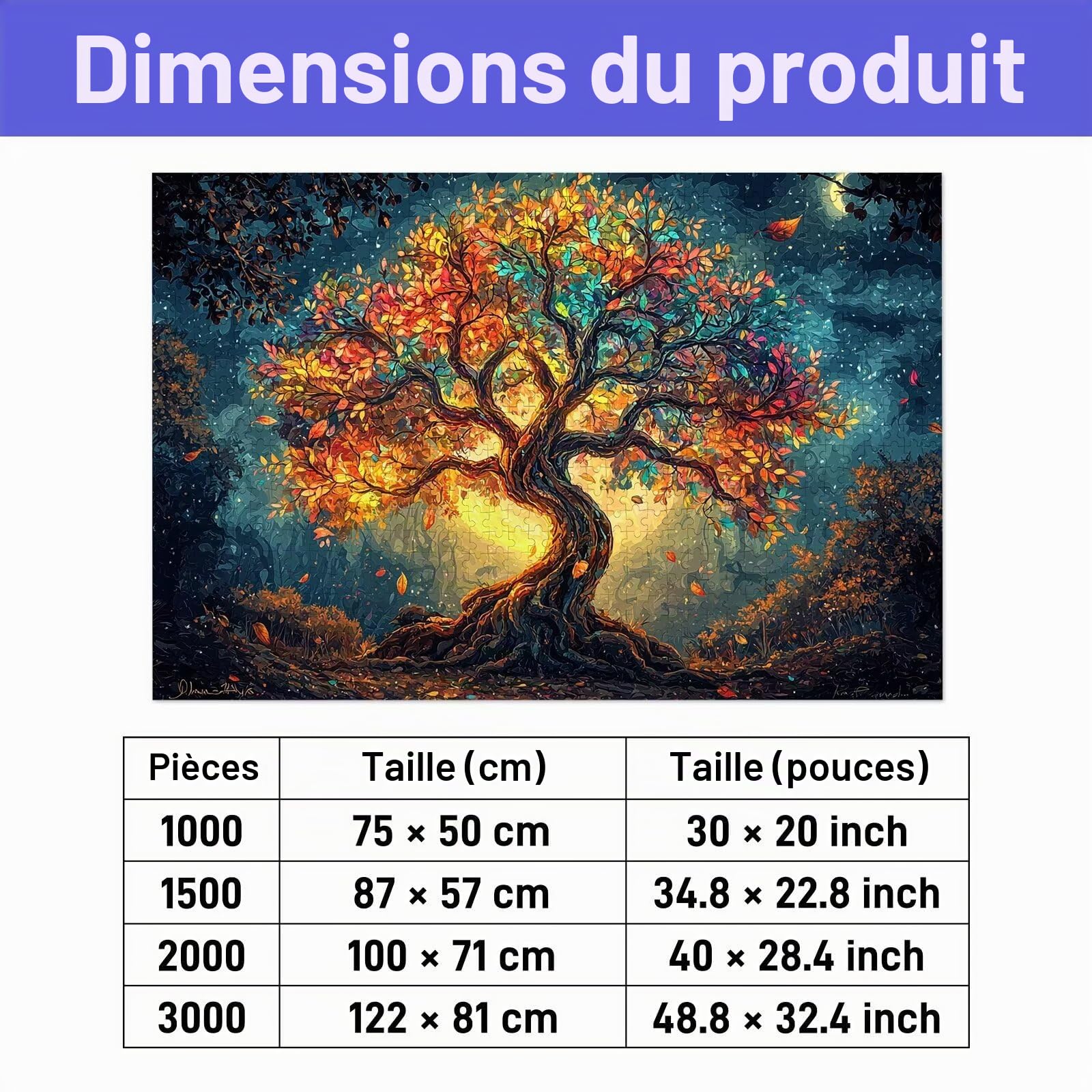 Puzzle 3000 Pièces, Puzzle 3000 Pièces Adultes en Bois, Bricolage Jeu Éducatif avec Boite Cadeau pour Adultes, Bois Épais et Résistant, Puzzles pour Décor, Cadeau Femme, Thème: Arbre de Vie, E-33