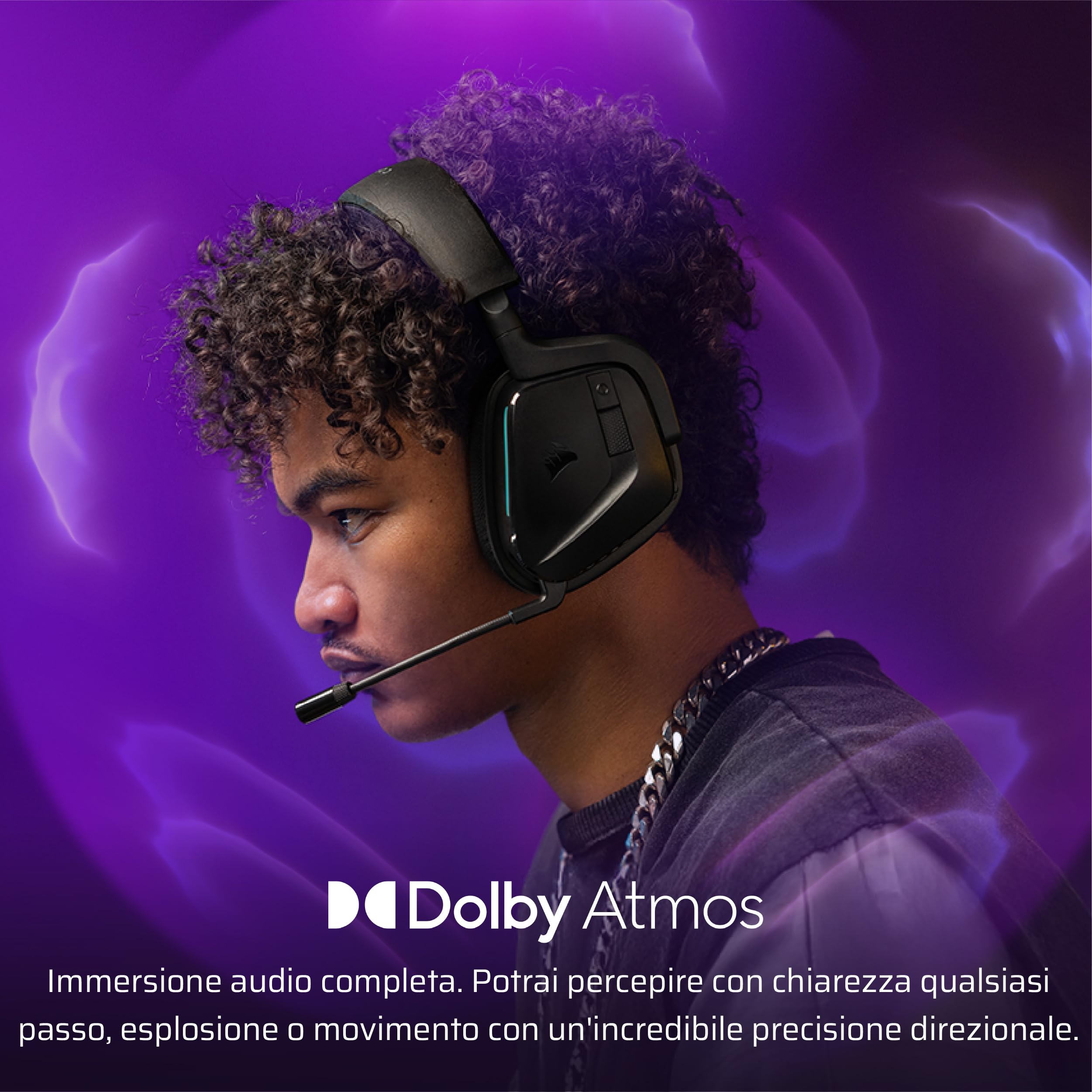 CORSAIR VOID v2 Cuffie da Gioco Wireless con Bluetooth per PC, PS5, PS4, Switch e Dispositivi Mobili – Dolby Atmos, Batteria da 70 Ore, Dual Wireless, Ricarica Rapida – Carbonio